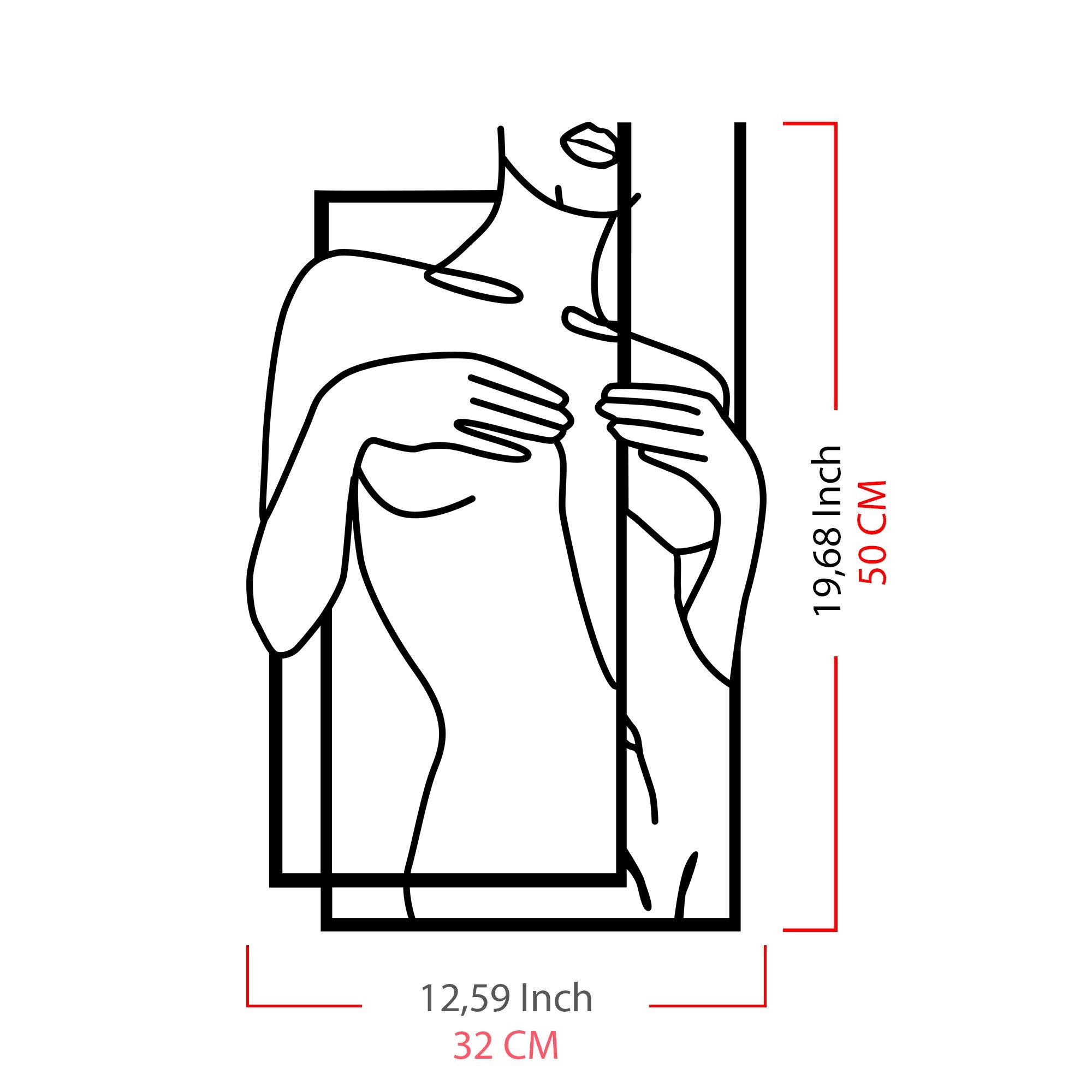 Mulher Bonita — Acessório Decorativo de Parede em 100% Metal Preto (32 x 50 cm)