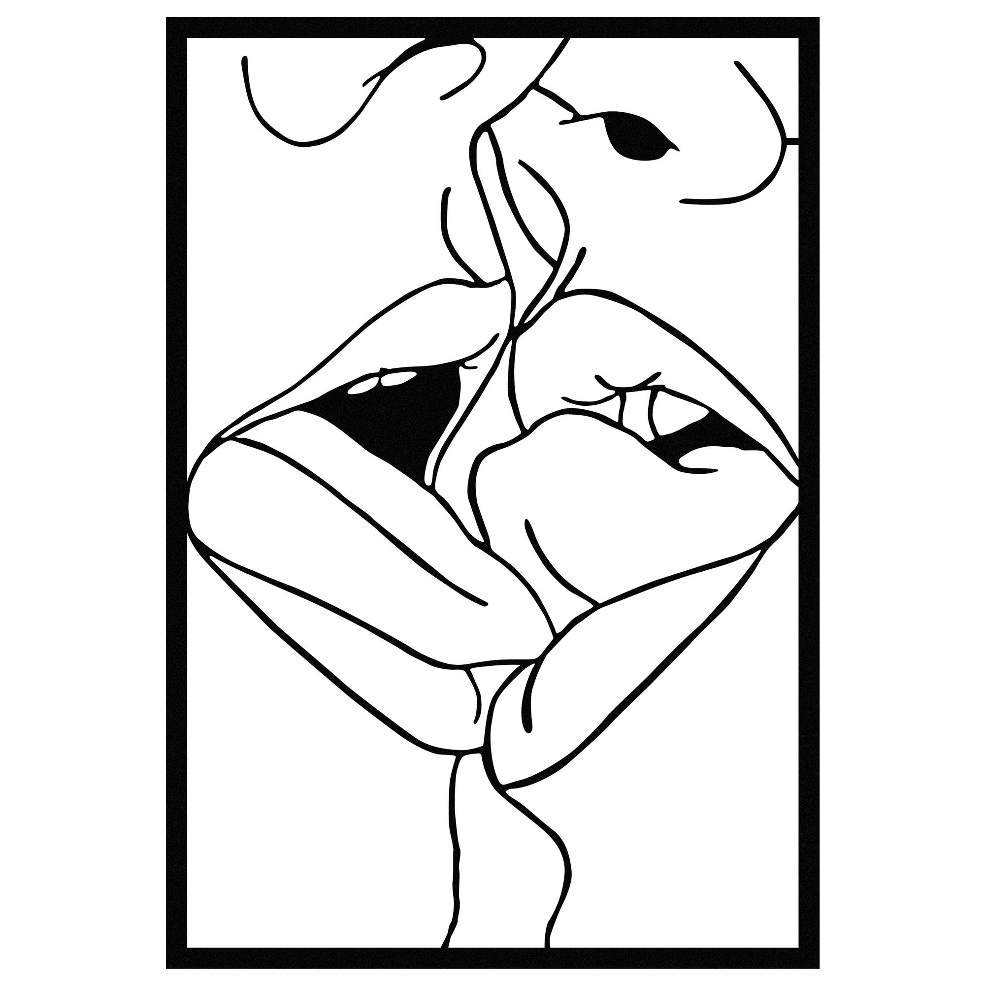 Kiss Me 2 – Acessório Decorativo de Parede em Metal Preto 100%, 34,5 x 50 cm, 1,2 mm