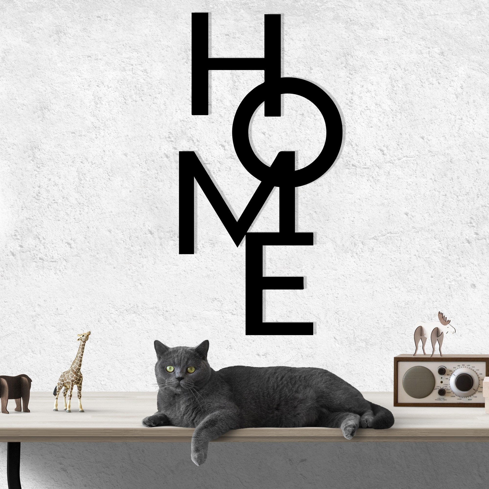 Home 5 – Acessório Decorativo de Parede em Metal, Preto, 34,5 x 68 cm