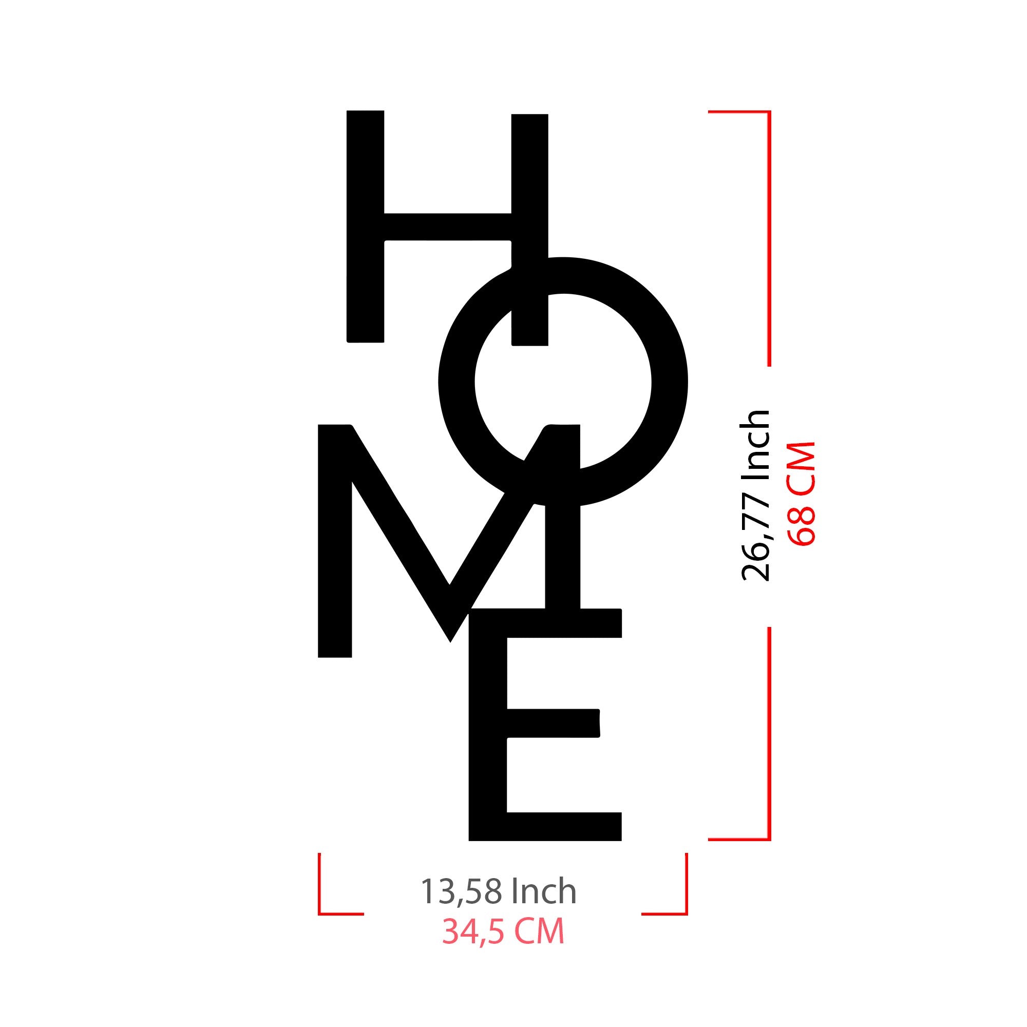 Home 5 – Acessório Decorativo de Parede em Metal, Preto, 34,5 x 68 cm