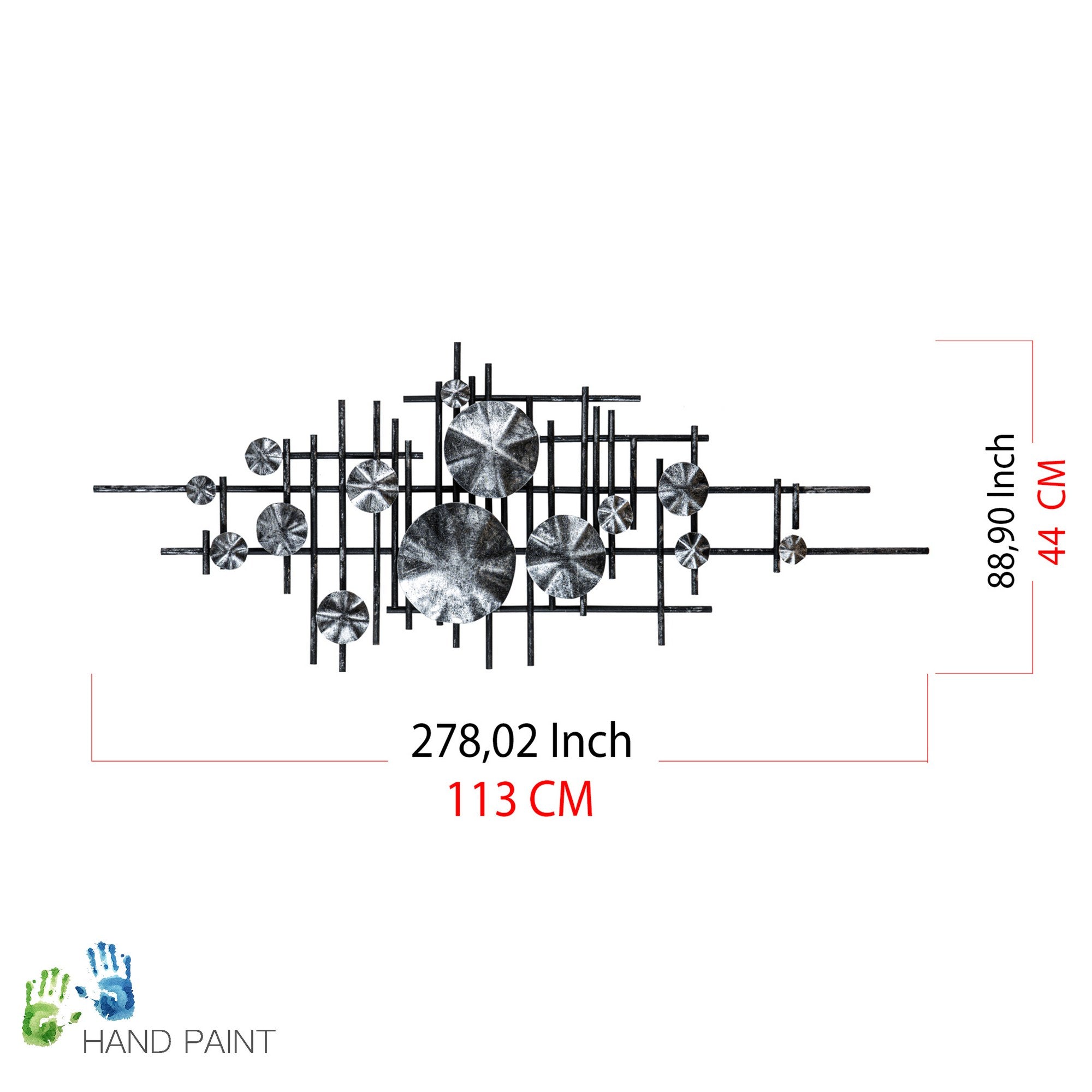 Mihrimah 2 Acessório Decorativo de Parede em Metal Multicolor, 100% metal (0,8 mm), 113 x 7 x 44 cm