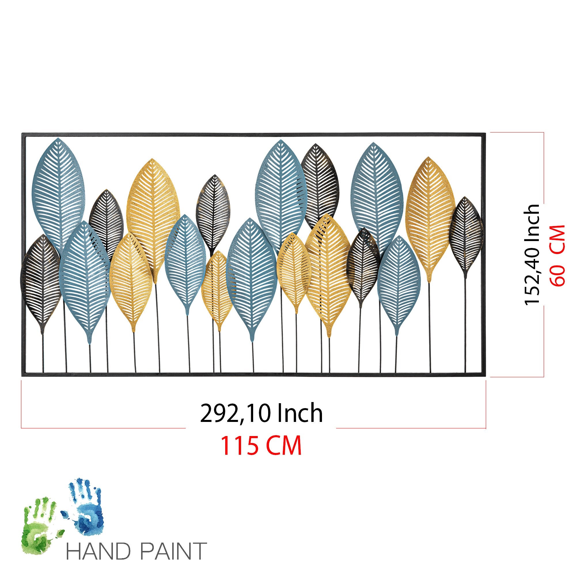 Zevahir 4 – Acessório Decorativo de Parede 100% Metal Multicolor, Recorte a Laser, 115 x 60 cm
