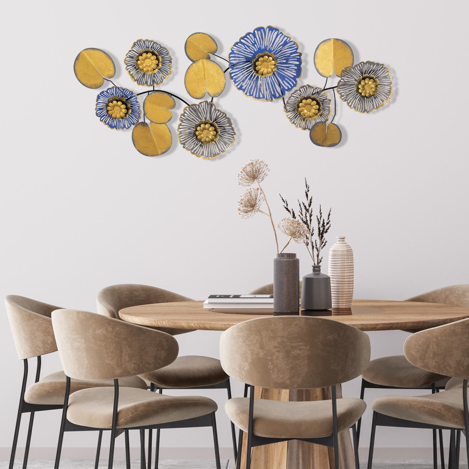 Vaveyla 8 Acessório Decorativo de Parede 100% Metal, Multicolor, 112 x 9 x 47 cm