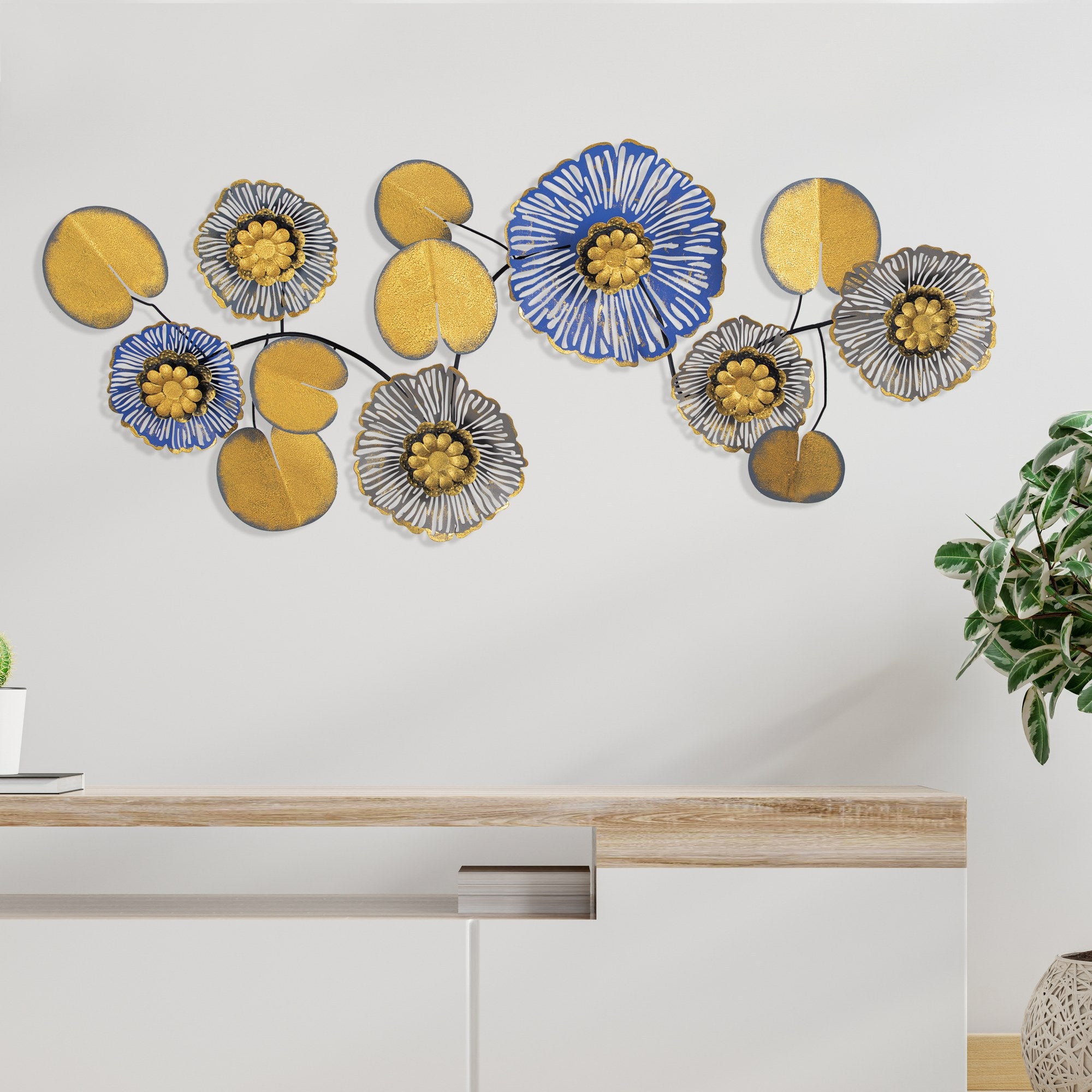 Vaveyla 8 Acessório Decorativo de Parede 100% Metal, Multicolor, 112 x 9 x 47 cm