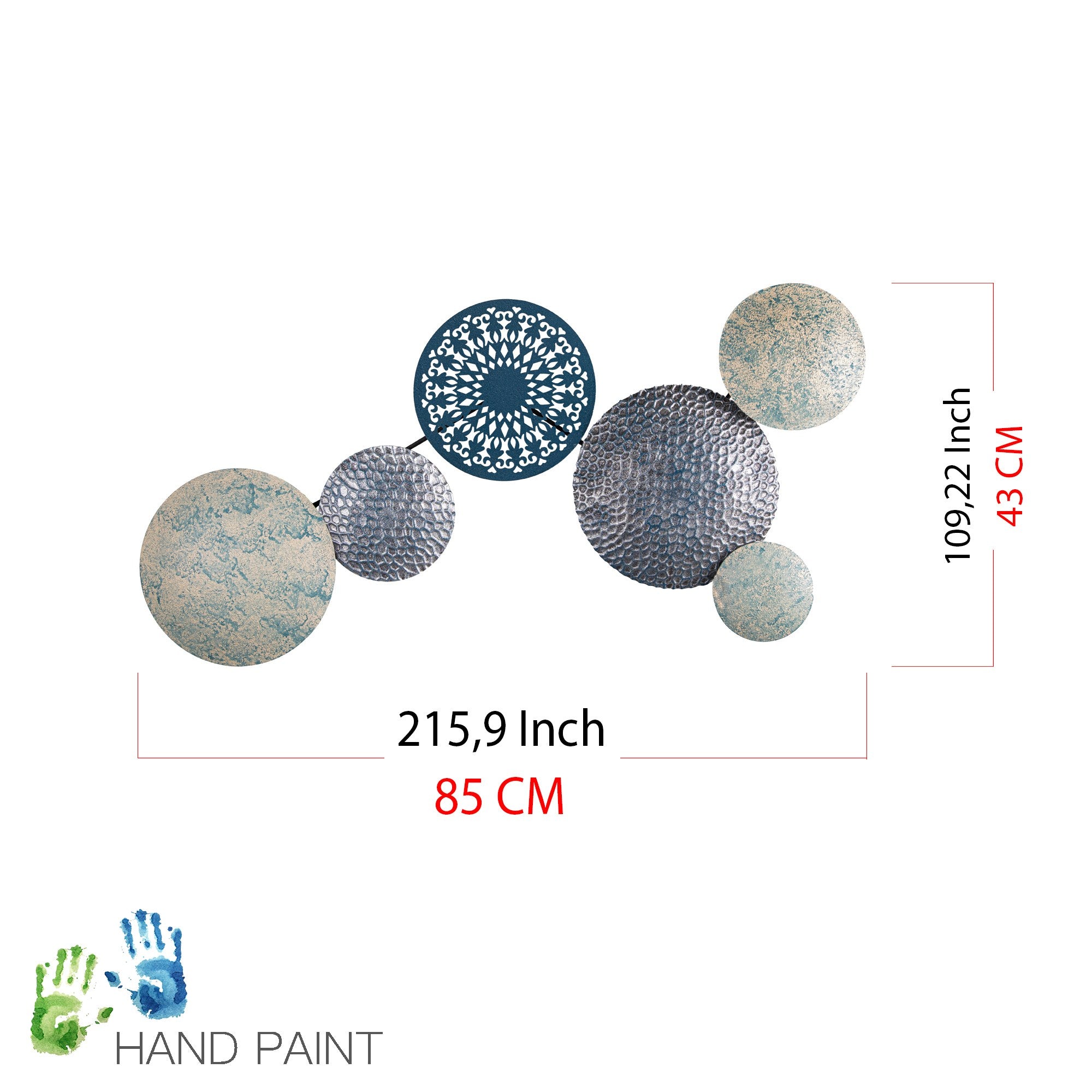 Nada Acessório Decorativo de Parede em Metal, Multicolor, 85 x 9 x 43 cm, 100% metal (0,8 mm), 1,736 kg