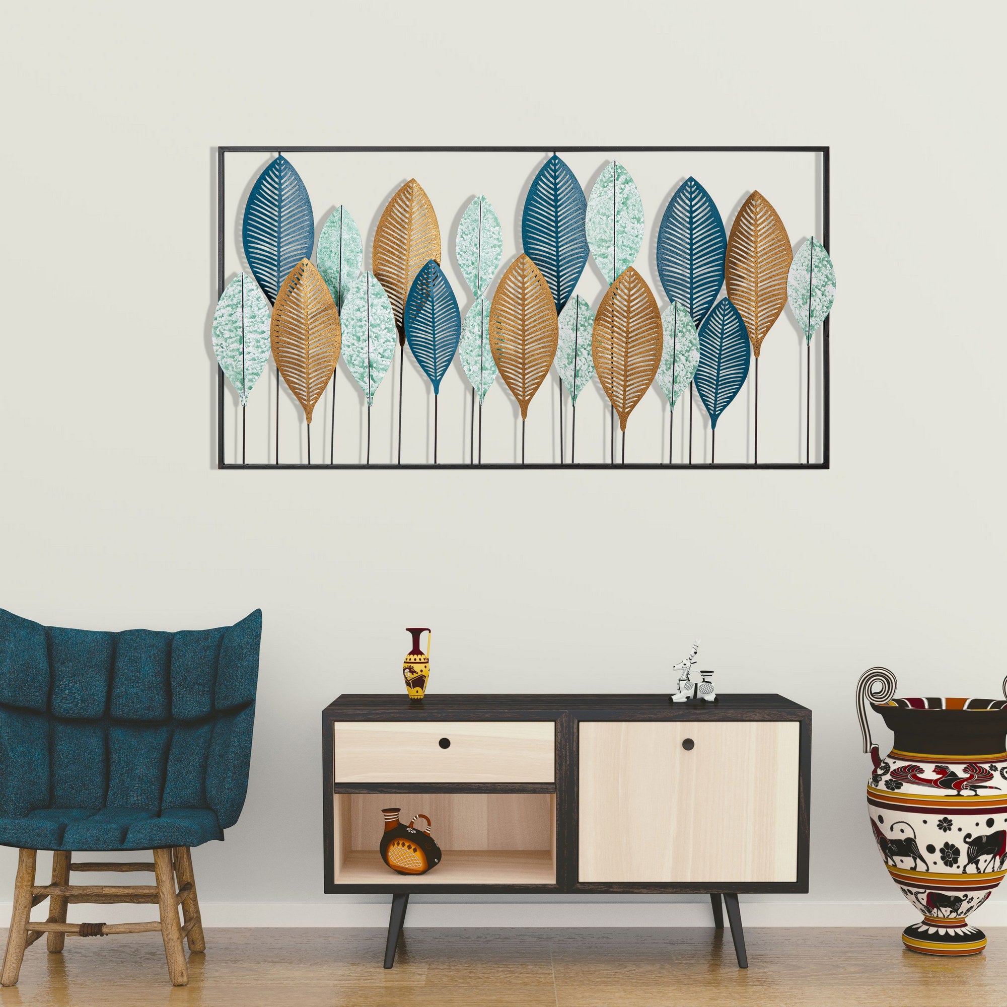 Bilge Acessório de Parede Decorativo em Metal Multicolor 115x60 cm – Detalhes Recortados a Laser