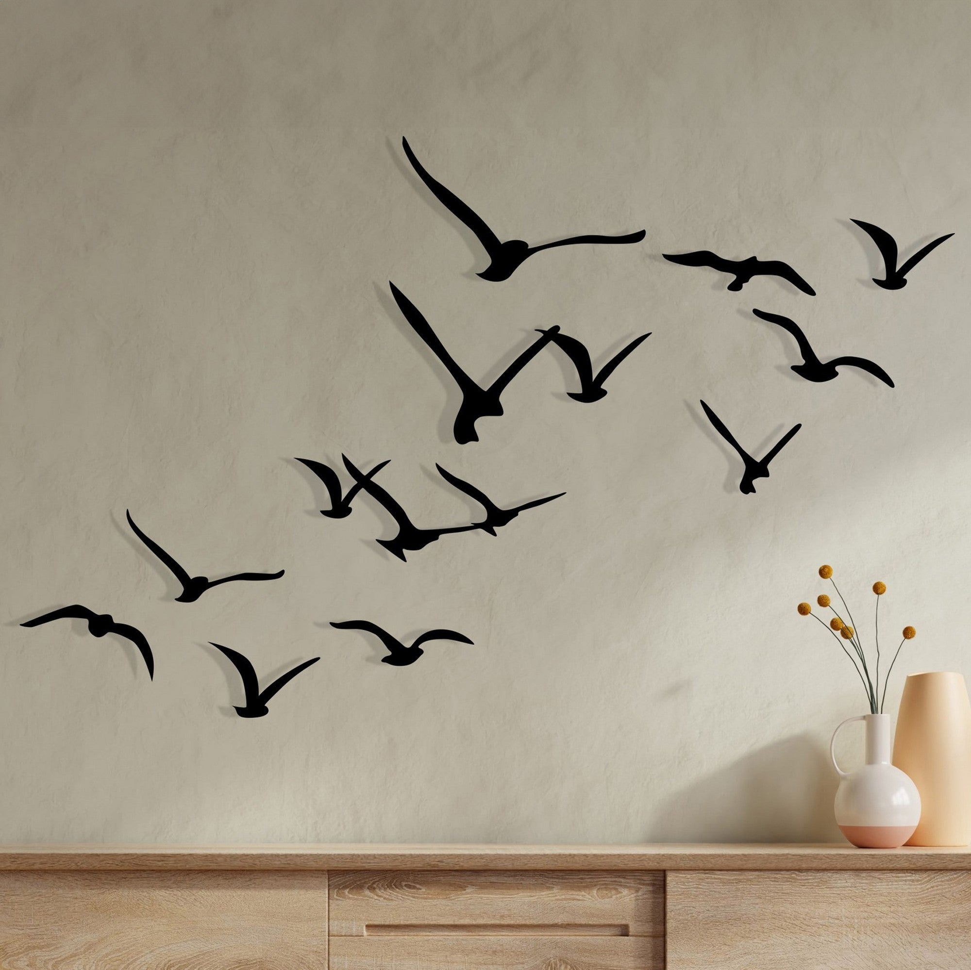 Acessórios decorativos de parede – 11 peças – preto – metal