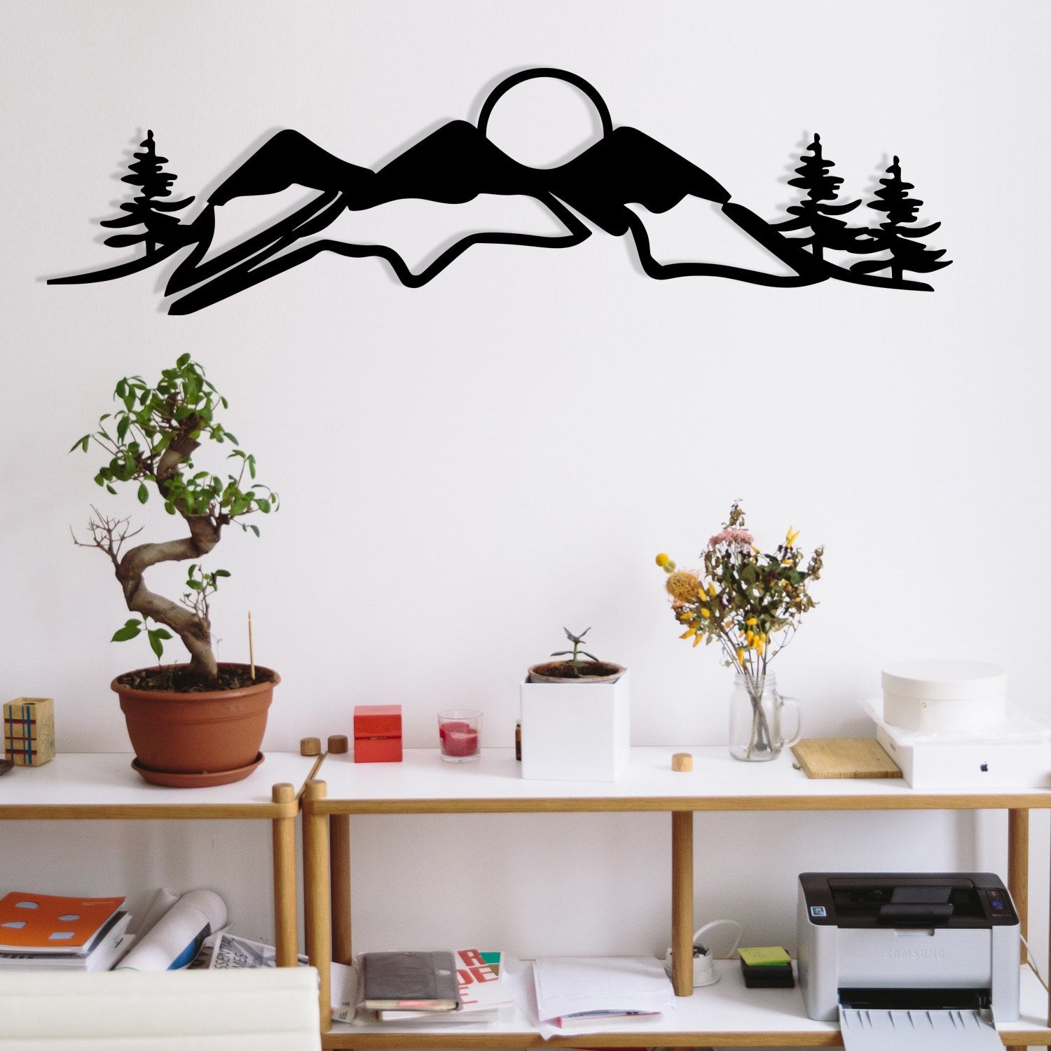 Snowtain Acessório Decorativo de Parede em Metal - Preto, 106 x 29 cm