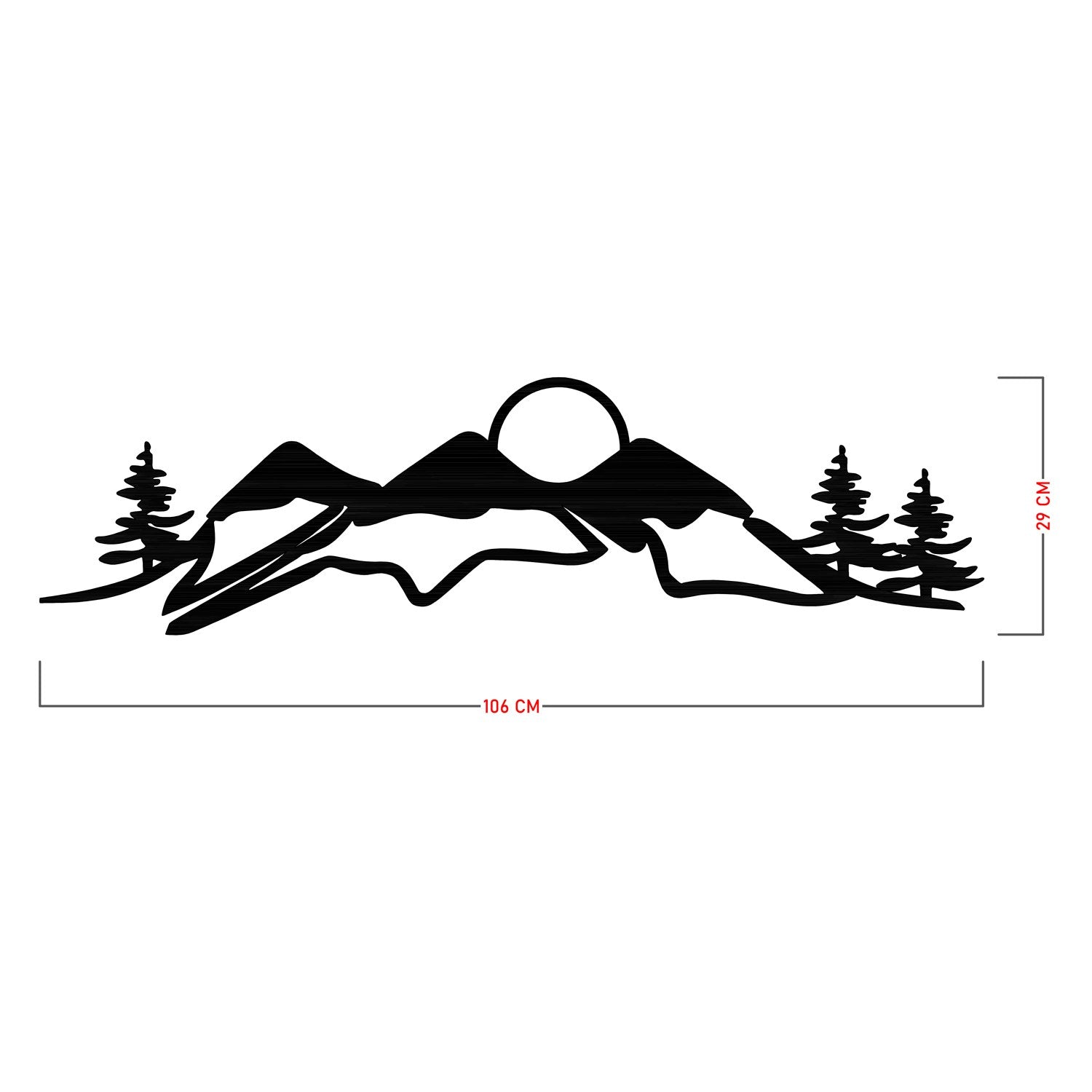 Snowtain Acessório Decorativo de Parede em Metal - Preto, 106 x 29 cm