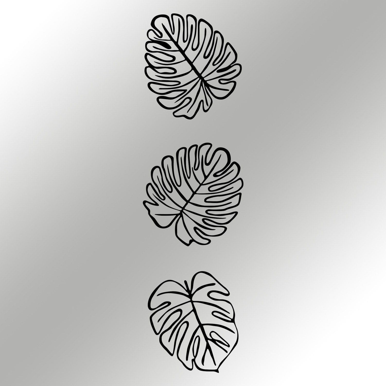 Tropical Acessório Decorativo de Parede em Metal Preto – Conjunto de 3 Folhas, 100% Metal (1,2 mm)