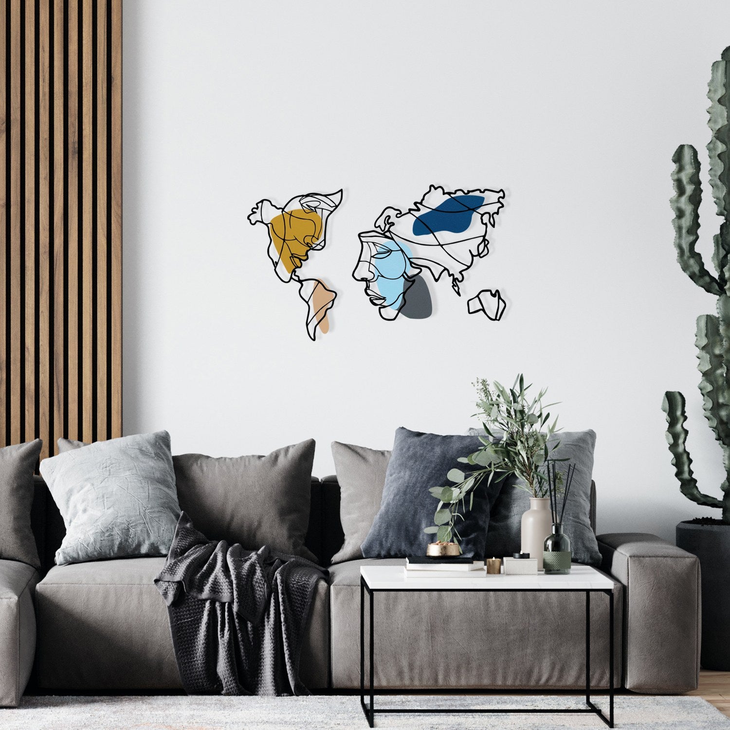 Acessório Decorativo de Parede em Metal e Madeira Lie World S Multicolorido 100 x 64,5 cm