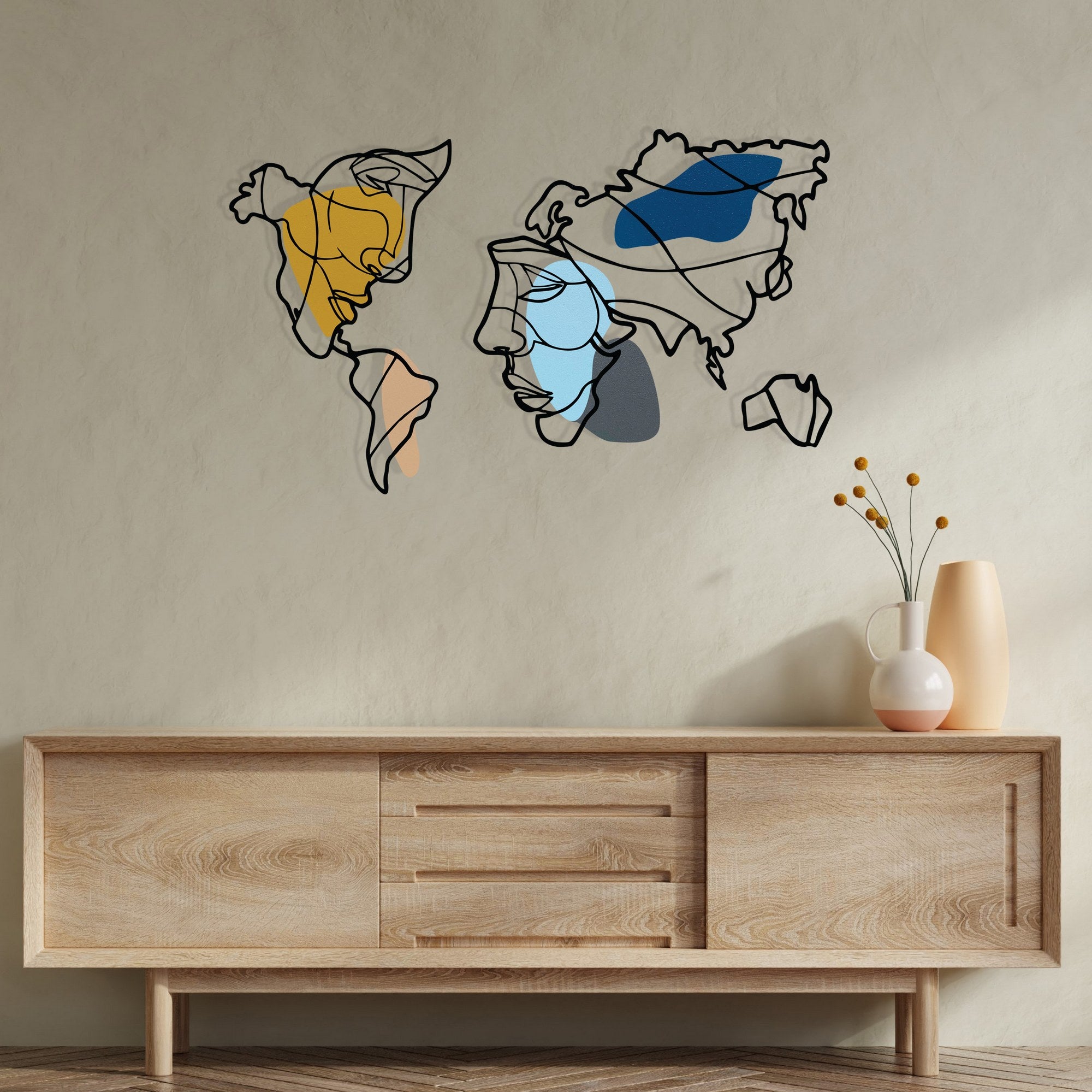 Acessório Decorativo de Parede em Metal e Madeira Lie World S Multicolorido 100 x 64,5 cm