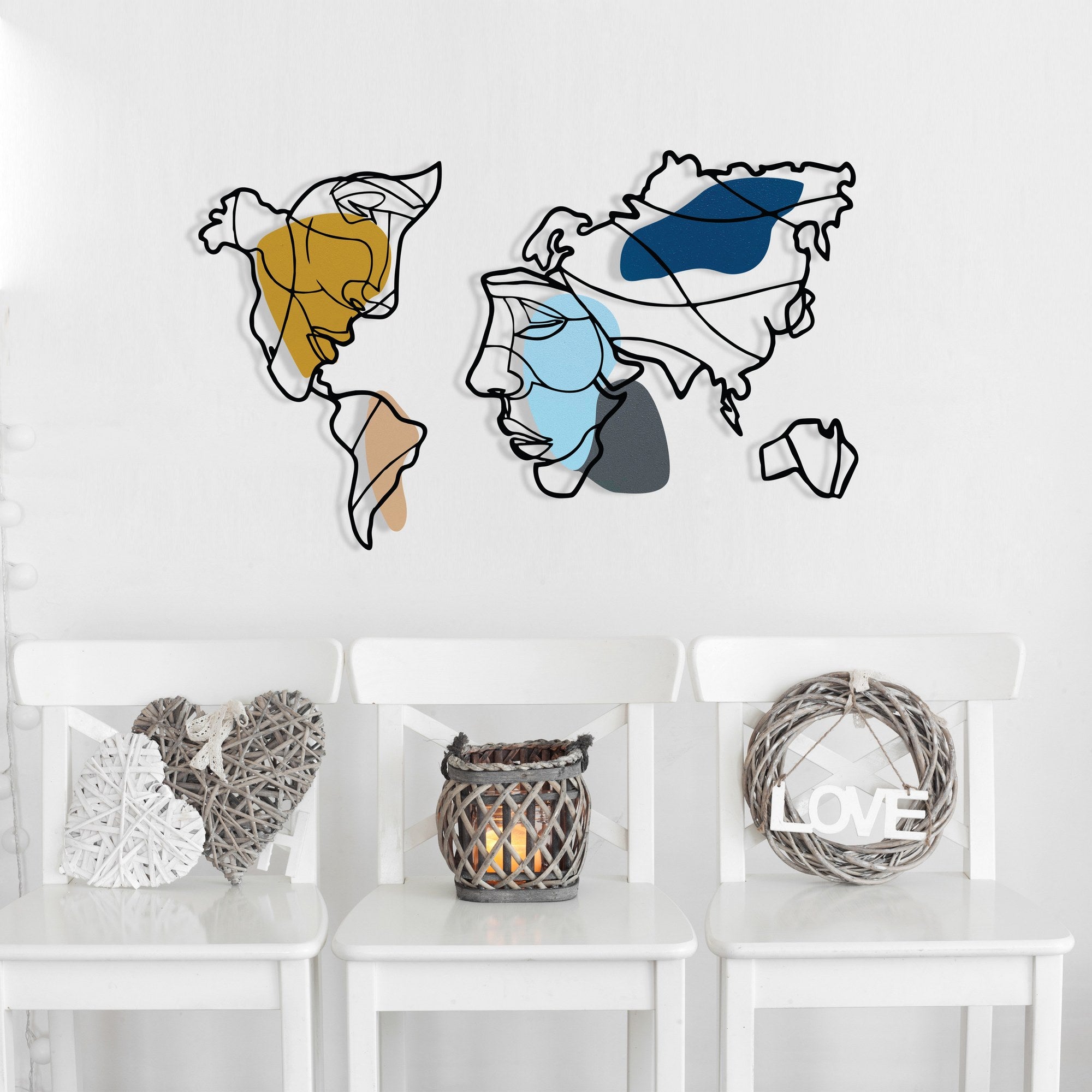 Acessório Decorativo de Parede em Metal e Madeira Lie World S Multicolorido 100 x 64,5 cm