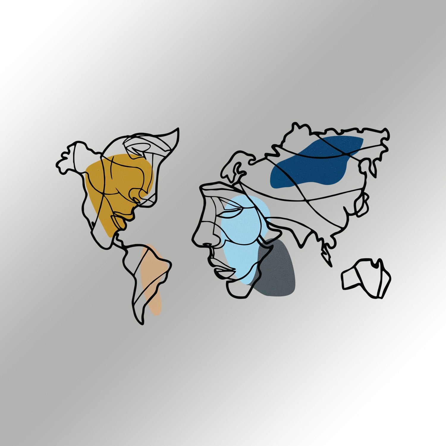 Acessório Decorativo de Parede em Metal e Madeira Lie World S Multicolorido 100 x 64,5 cm