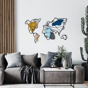Lie World M – Acessório Decorativo de Parede em Metal e Madeira, Multicolor, 138,5 x 89 cm