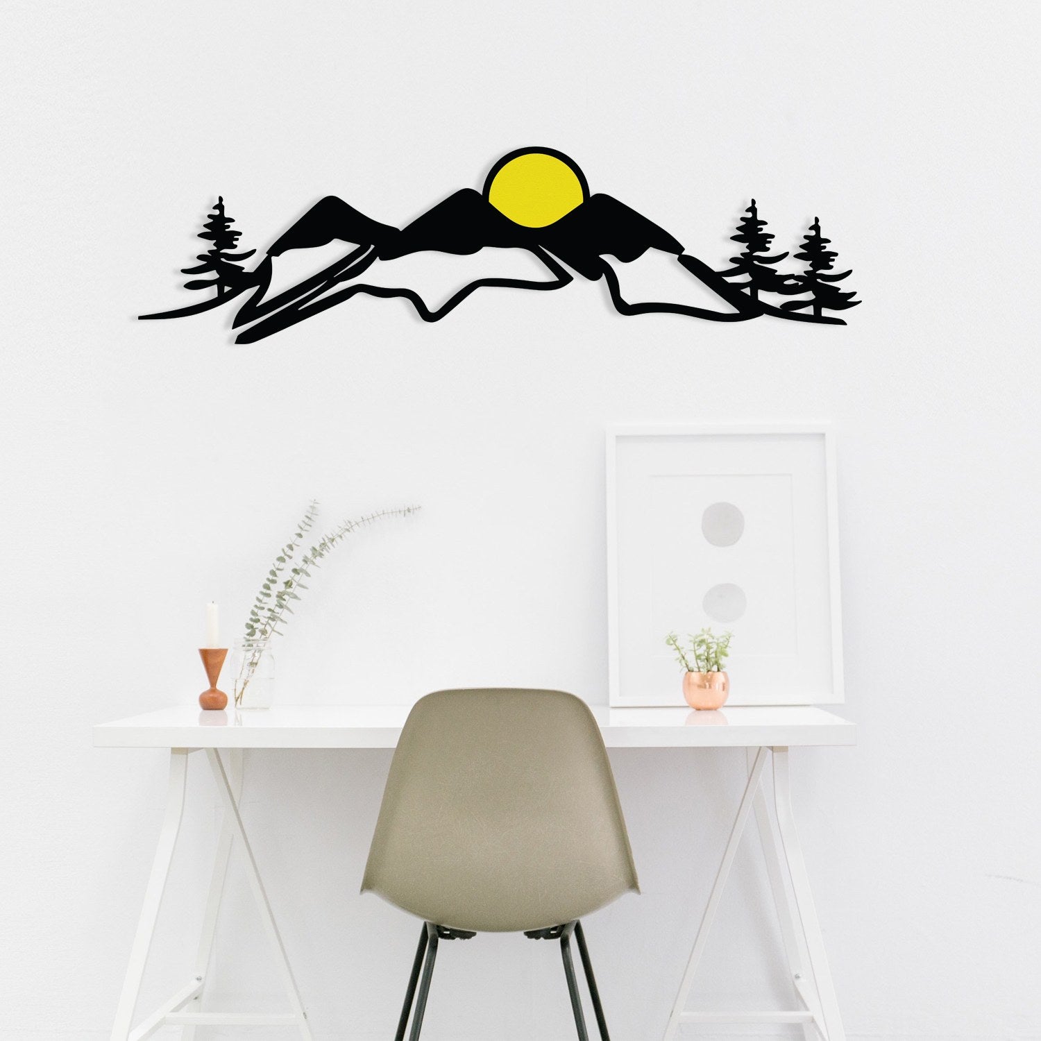 Torre – Acessório Decorativo de Parede em Metal e Madeira, Multicolor, 106 x 29 cm