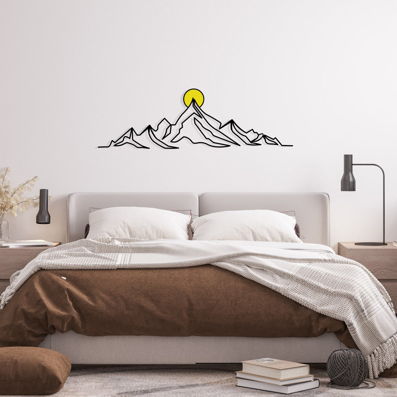 Everest 7 – Acessório Decorativo de Parede em Metal e Madeira, Multicolor, 119,5 x 37 cm