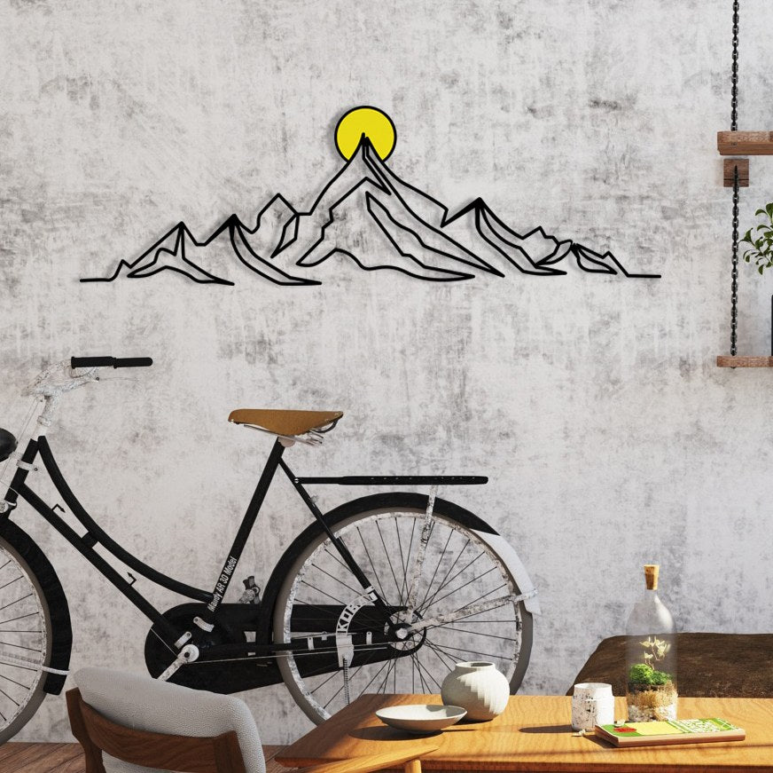 Everest 7 – Acessório Decorativo de Parede em Metal e Madeira, Multicolor, 119,5 x 37 cm