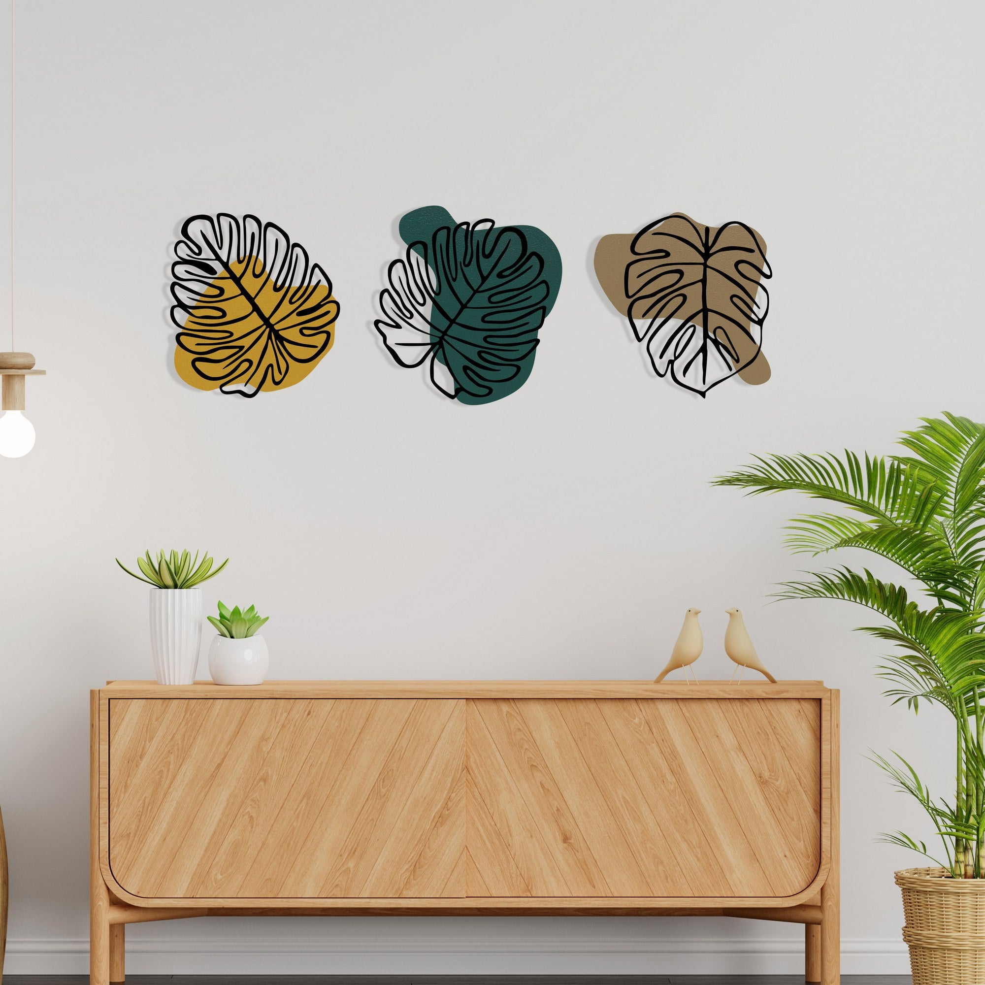 Tropical 8 – Acessório Decorativo de Parede Multicolor em Metal e Madeira (124,5 x 39,5 cm)