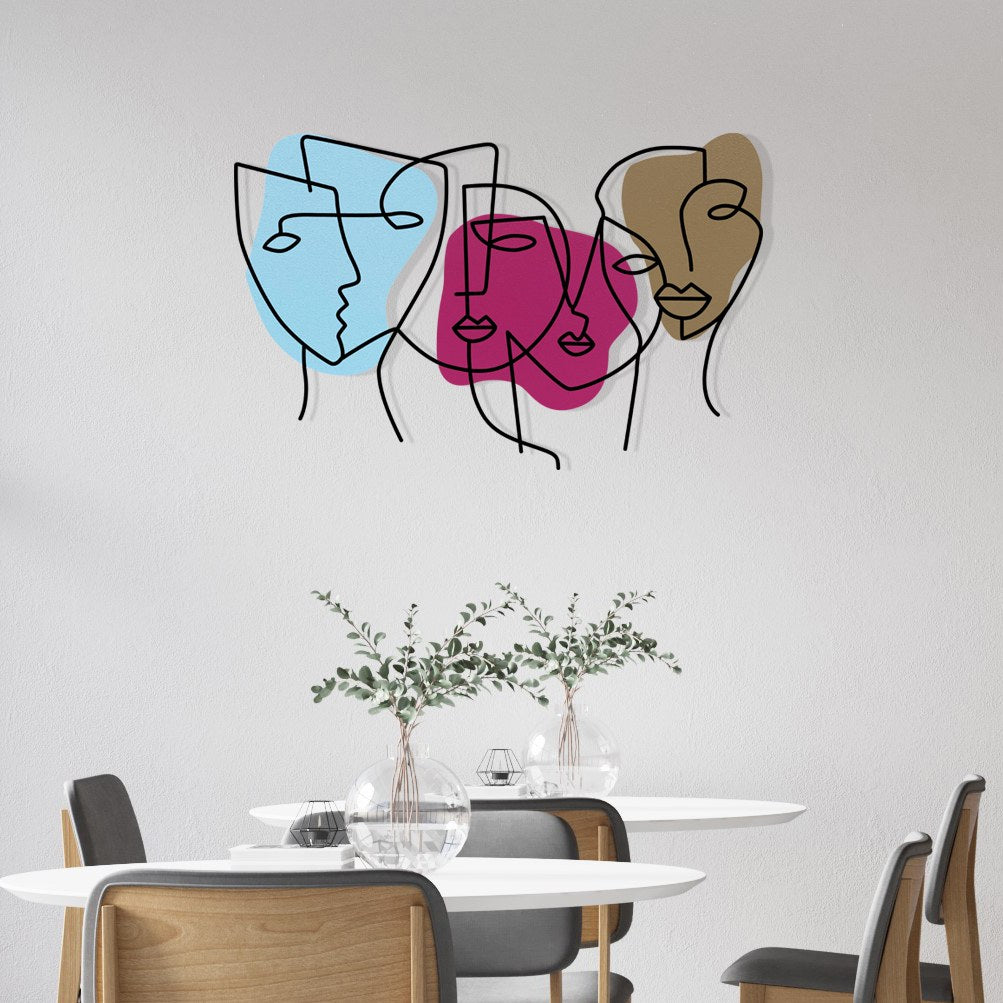 Kubizm 6944 — Acessório Decorativo de Parede em Metal e Madeira, Multicolor, 69 x 44 cm
