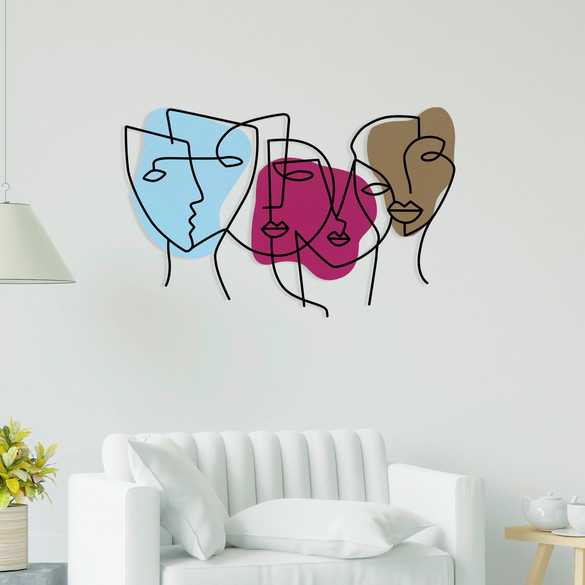 Kubizm 6944 — Acessório Decorativo de Parede em Metal e Madeira, Multicolor, 69 x 44 cm