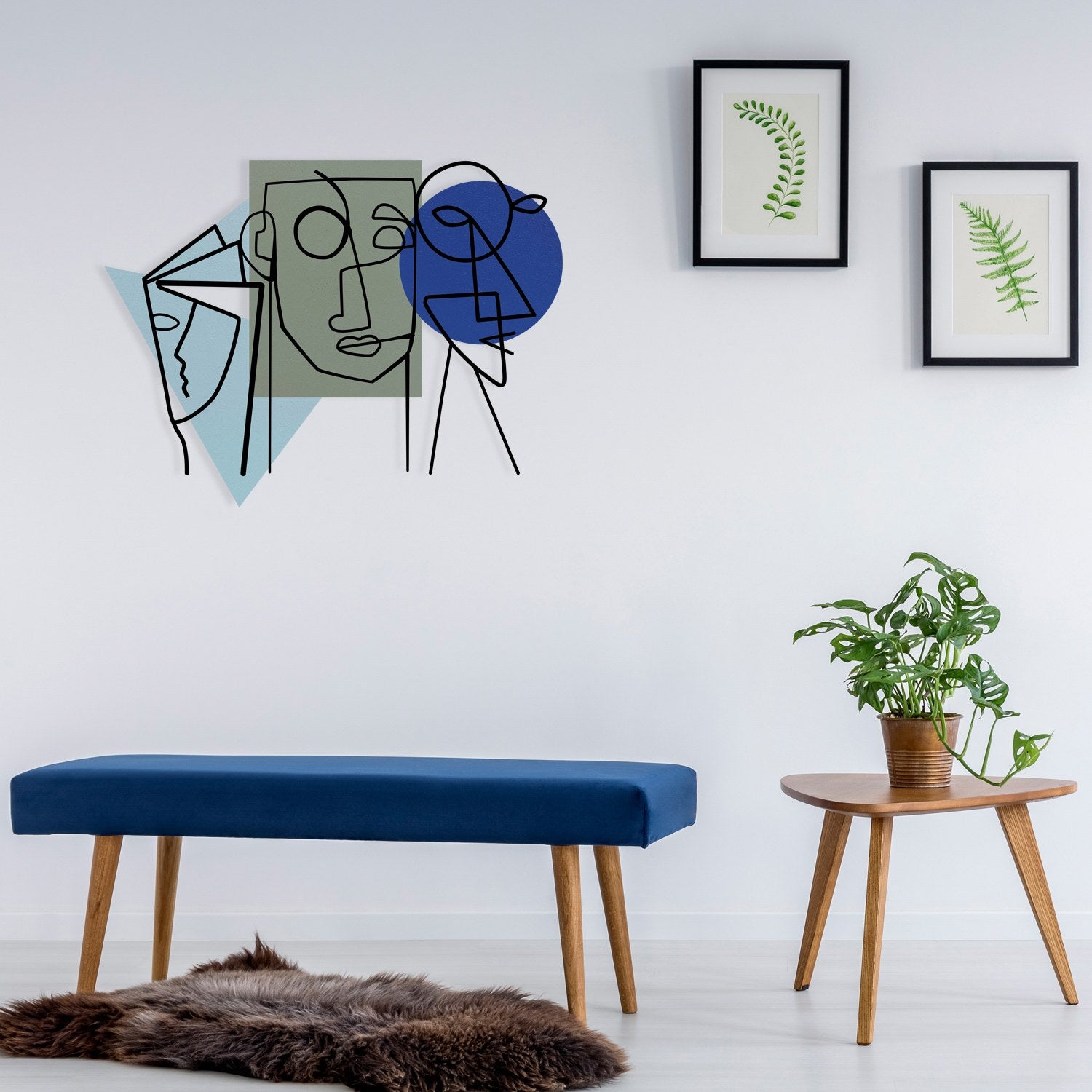 Kubizm 7053 – Acessório Decorativo de Parede em Metal e Madeira, Multicor, 70 x 53 cm