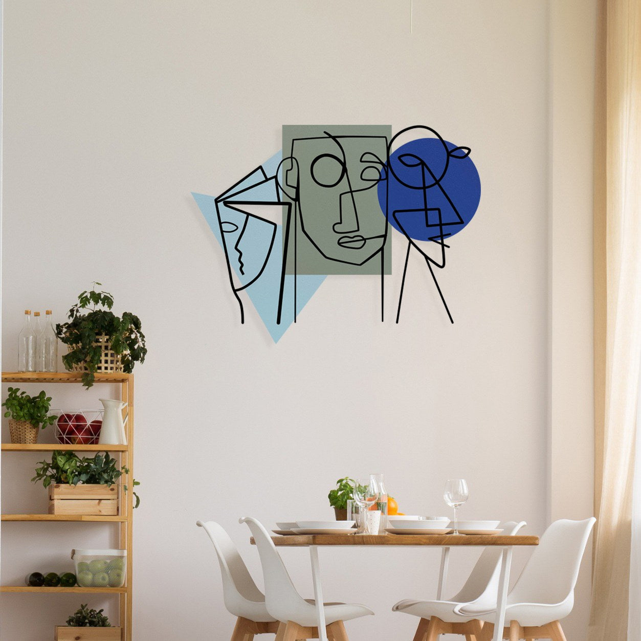 Kubizm 7053 – Acessório Decorativo de Parede em Metal e Madeira, Multicor, 70 x 53 cm