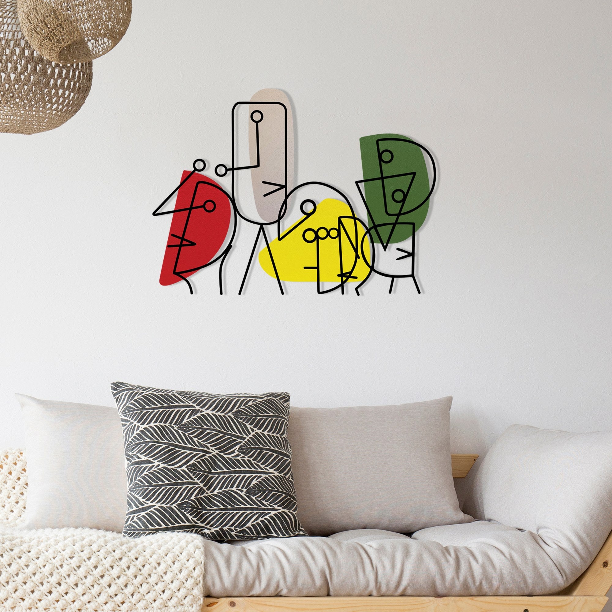 Kubizm 16 Acessório Decorativo de Parede Multicolor em Metal e Madeira 71 x 52 cm