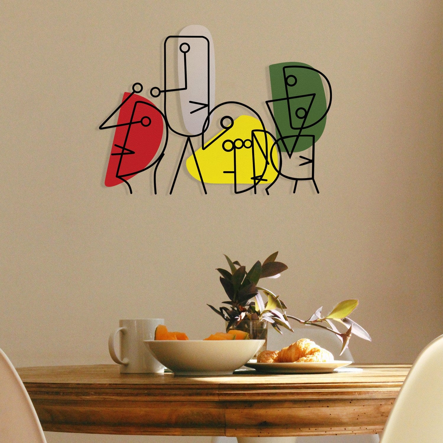 Kubizm 16 Acessório Decorativo de Parede Multicolor em Metal e Madeira 71 x 52 cm