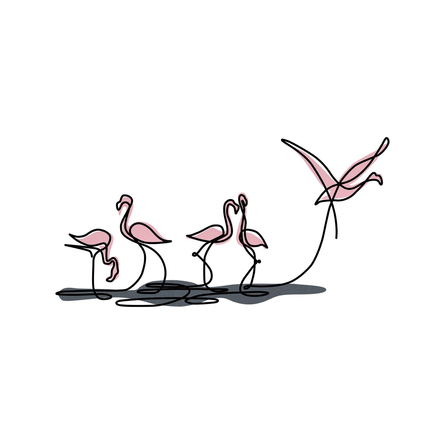 Flamingo S Multicolor — Acessório Decorativo de Parede em Metal e Madeira (66 x 35 cm)