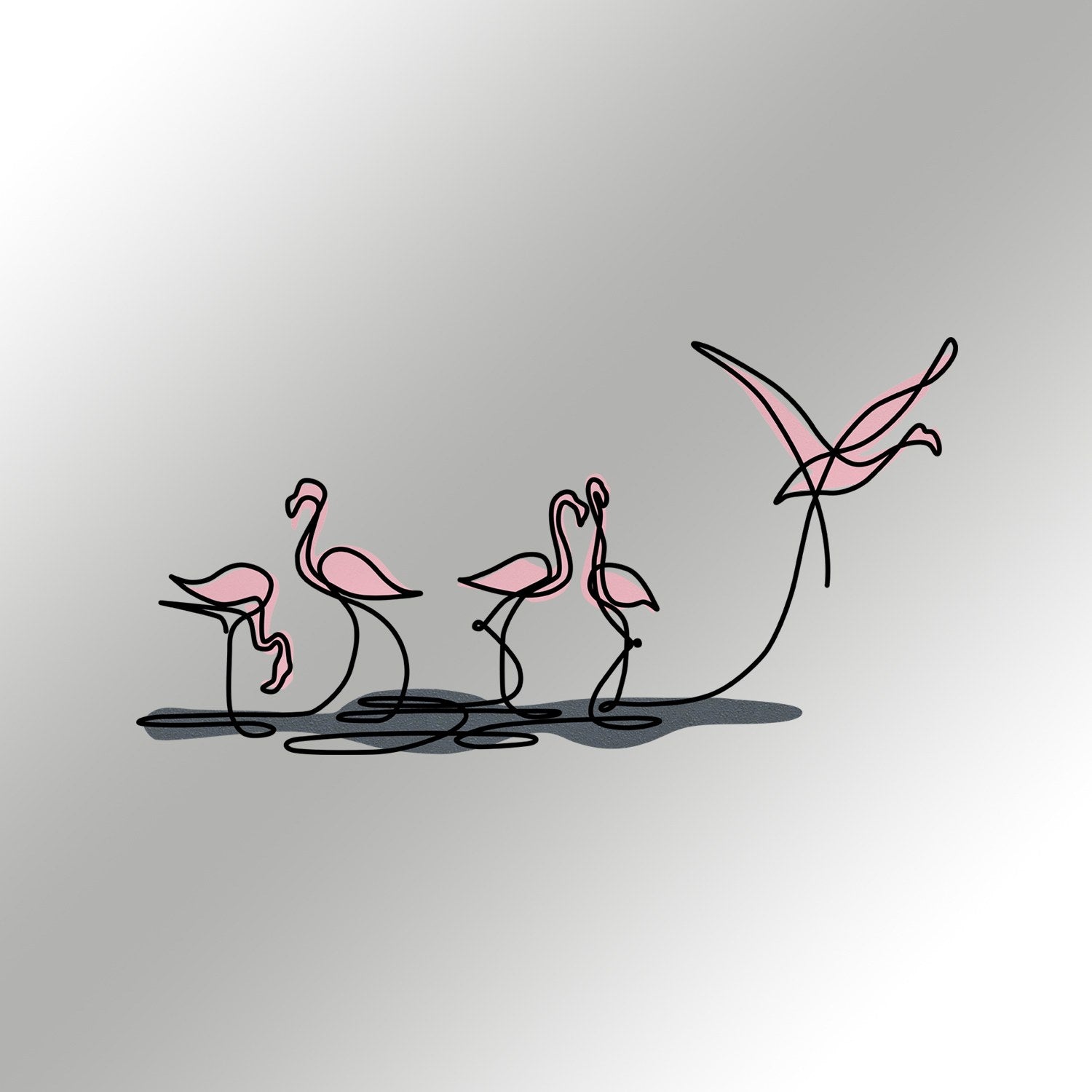 Flamingo S Multicolor — Acessório Decorativo de Parede em Metal e Madeira (66 x 35 cm)