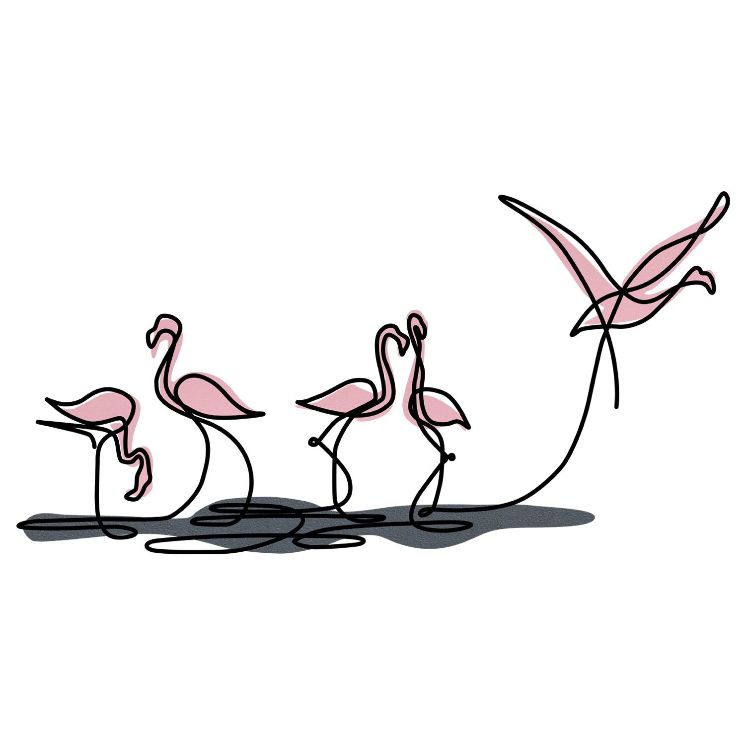 Acessório Decorativo de Parede Flamingo M em Metal e Madeira, Multicolor, 115 x 58,5 cm