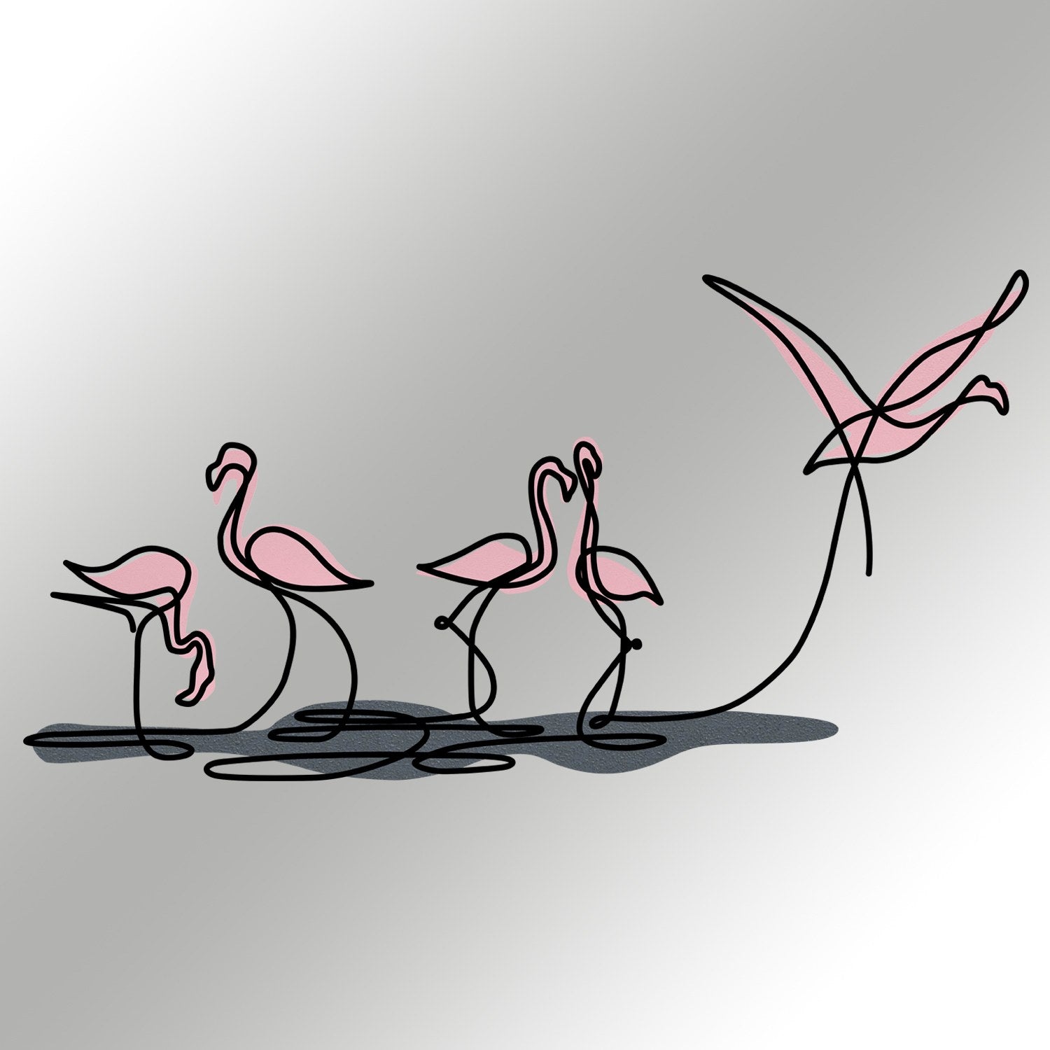 Acessório Decorativo de Parede Flamingo M em Metal e Madeira, Multicolor, 115 x 58,5 cm