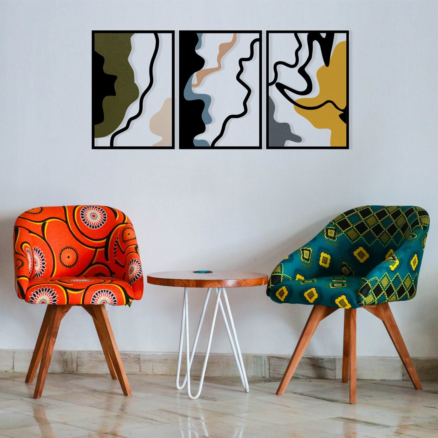 Complex — Acessório Decorativo de Parede em Metal e Madeira Multicolor, 118,5 x 54,5 cm