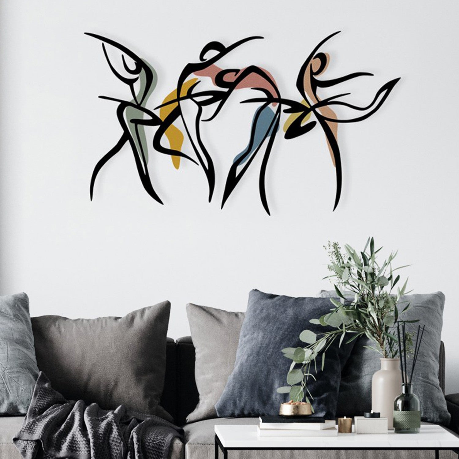 Dance S – Acessório Decorativo de Parede em Metal e Madeira, Multicolor, 65,5 x 38,5 cm