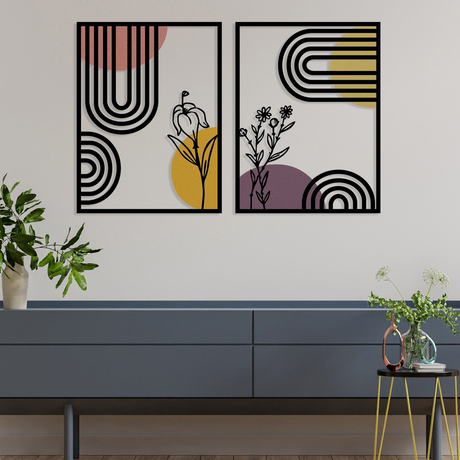 Majestic — Acessório Decorativo de Parede em Metal e Madeira, Multicolor, 95,5 x 60 cm
