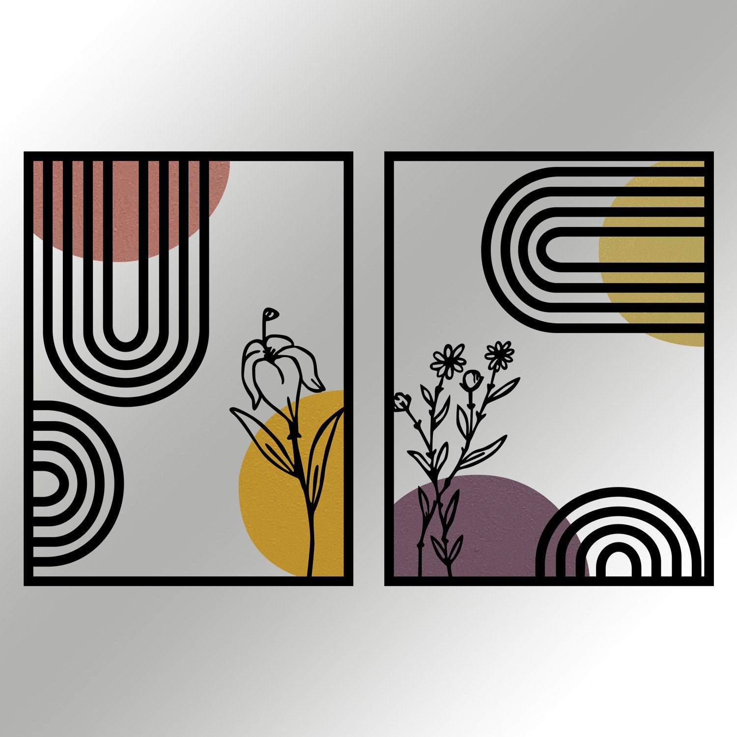 Majestic — Acessório Decorativo de Parede em Metal e Madeira, Multicolor, 95,5 x 60 cm