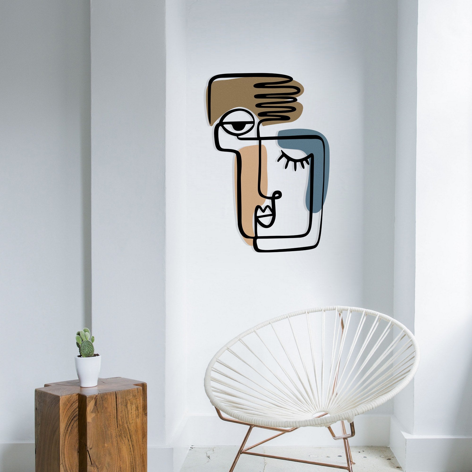 Kubizm 24 — Acessório Decorativo de Parede em Metal e Madeira, Multicolor, 38x55 cm