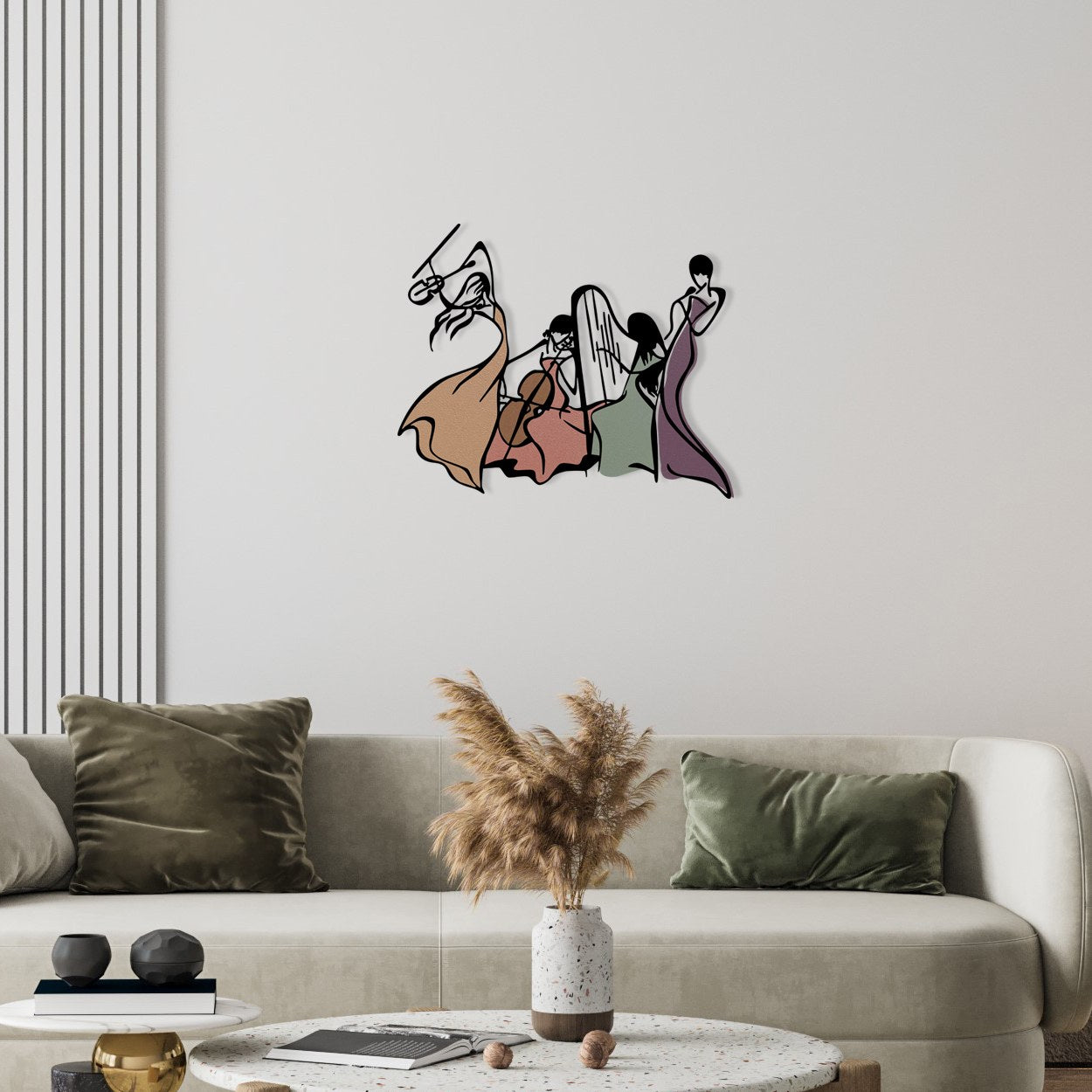 Orchestra S — Acessório de Parede Decorativo em Metal e Madeira, Multicolor (51,5 x 42,5 cm)