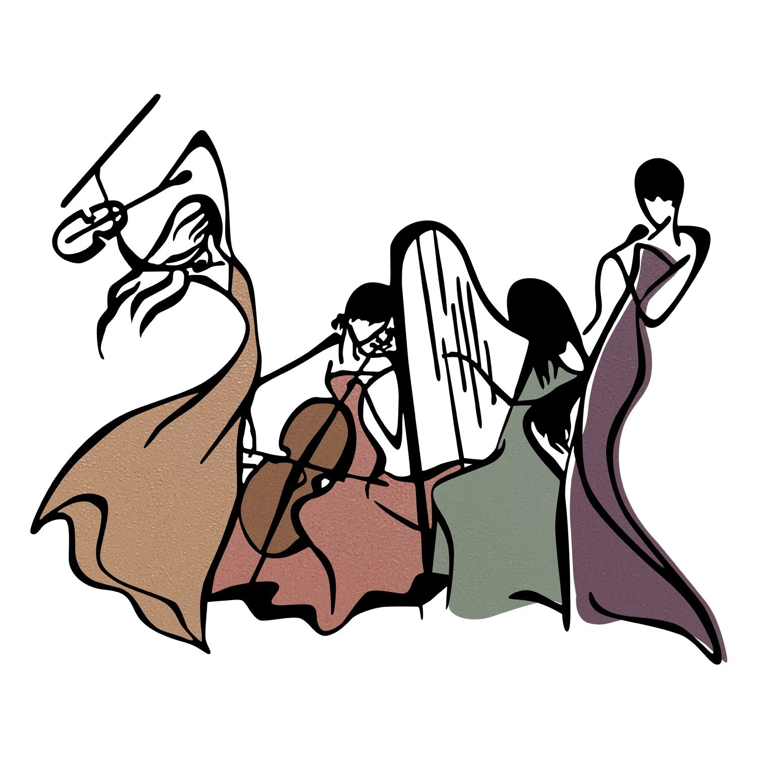 Orchestra S — Acessório de Parede Decorativo em Metal e Madeira, Multicolor (51,5 x 42,5 cm)