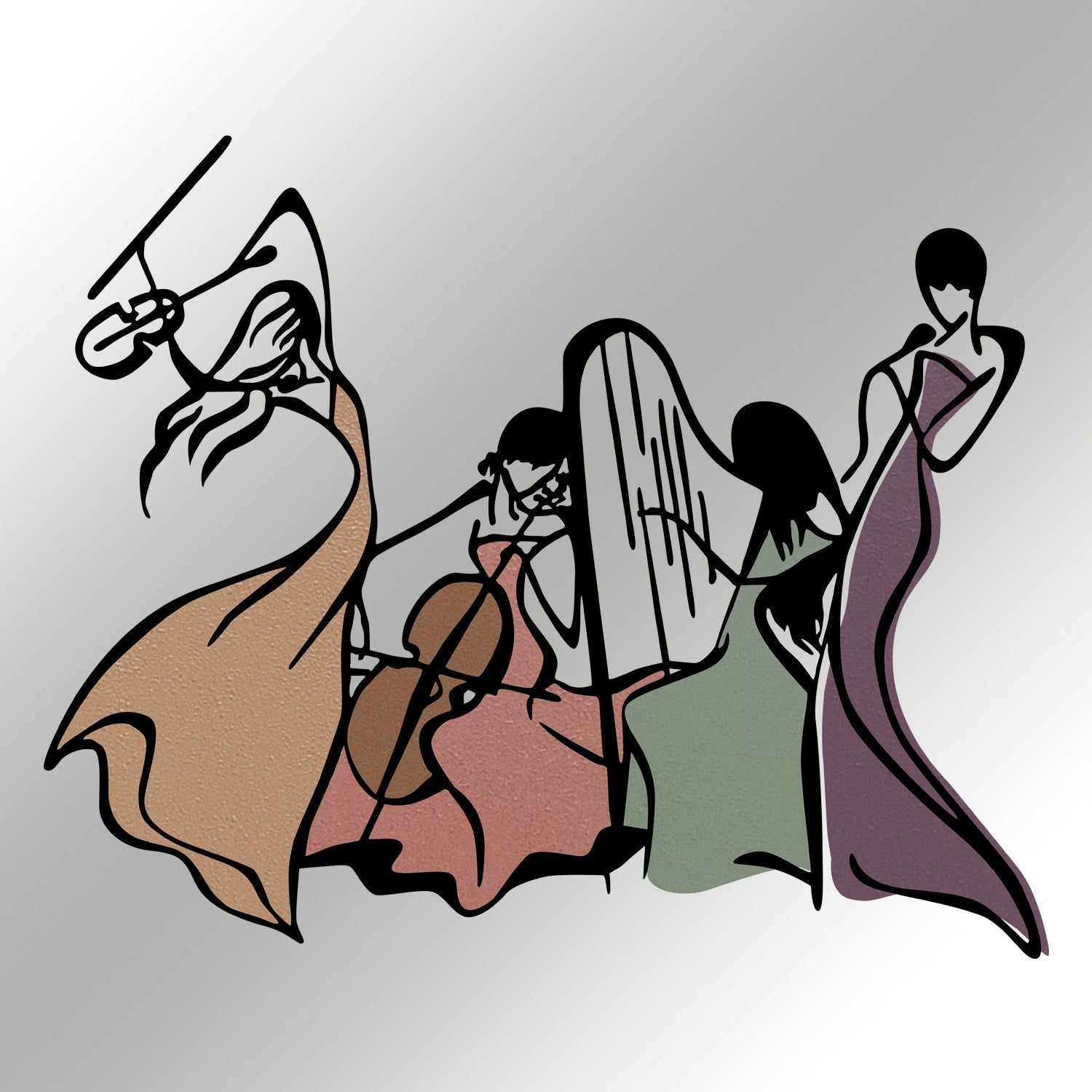 Orchestra S — Acessório de Parede Decorativo em Metal e Madeira, Multicolor (51,5 x 42,5 cm)