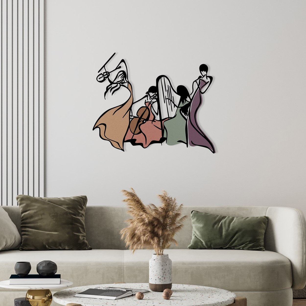 Orchestra M – Acessório Decorativo de Parede em Metal e Madeira, Multicolor, 94 x 78 cm