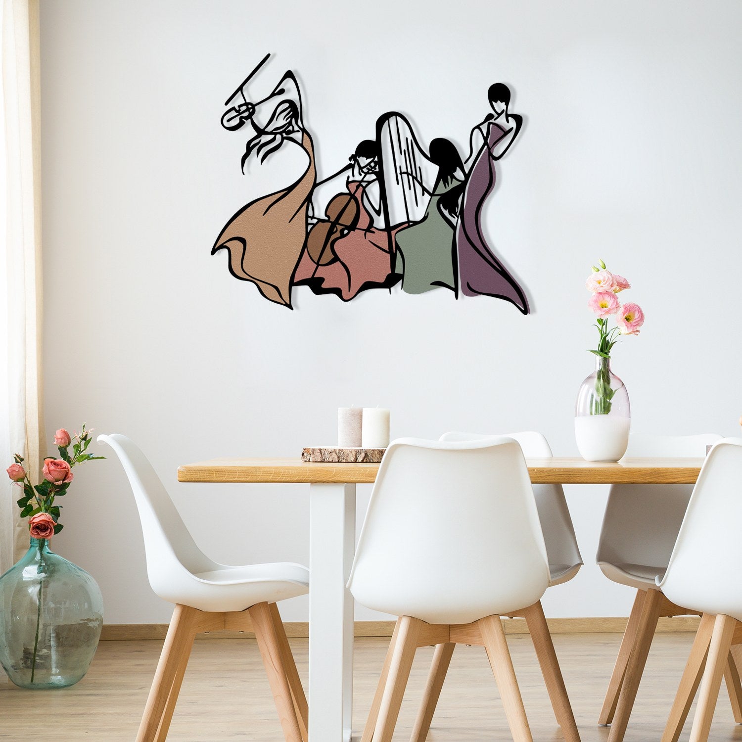 Orchestra M – Acessório Decorativo de Parede em Metal e Madeira, Multicolor, 94 x 78 cm