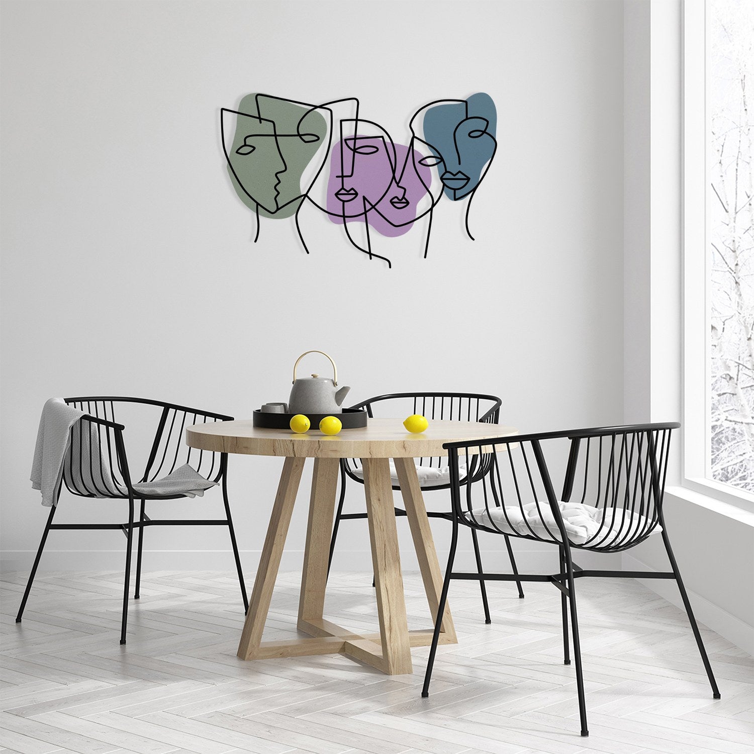 Kubizm 27 Acessório Decorativo de Parede Multicolor em Metal (1,20 mm) e Madeira (3 mm), 70x50 cm