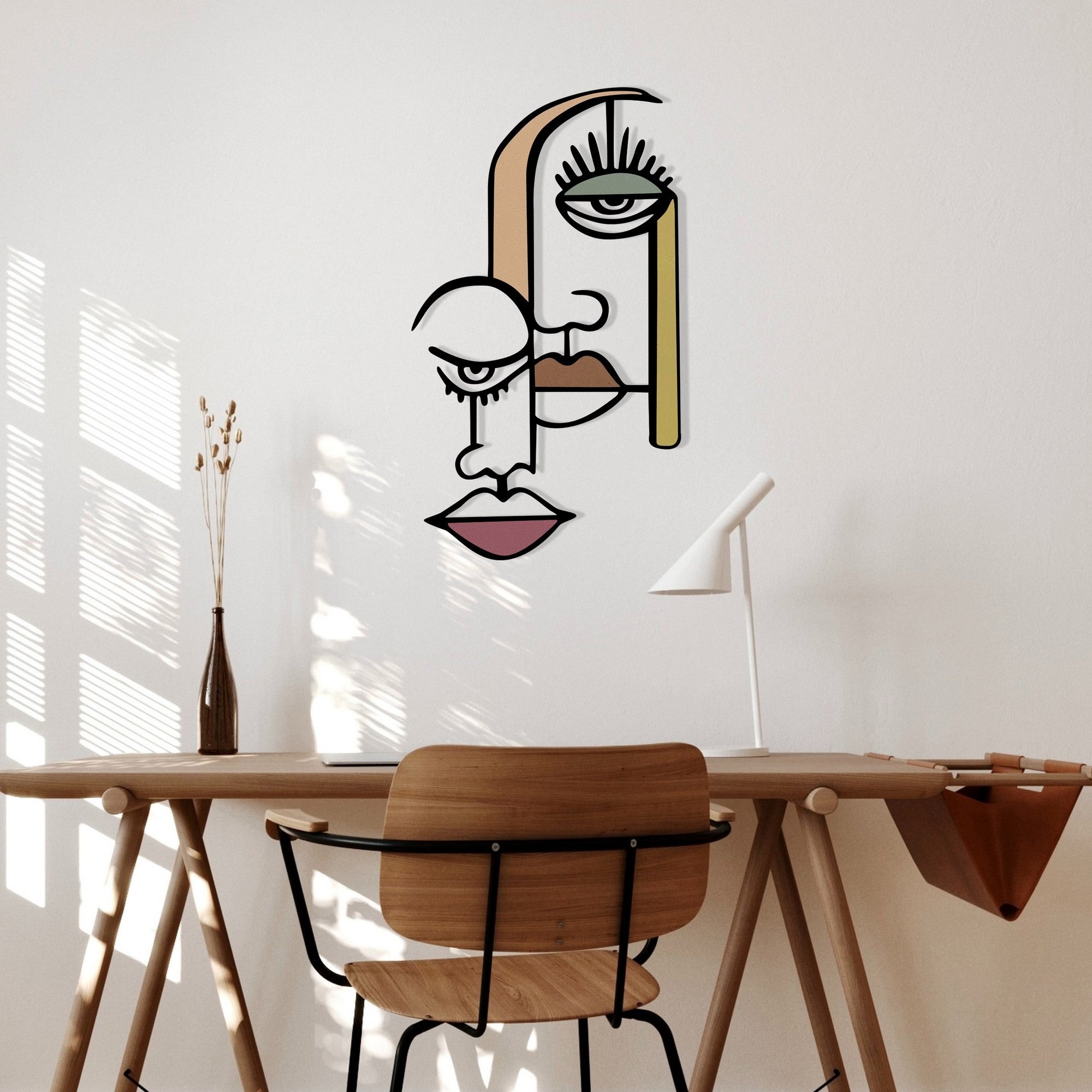 Kubizm 28 — Acessório Decorativo de Parede Multicolor em Metal & Madeira, 68 x 39 cm