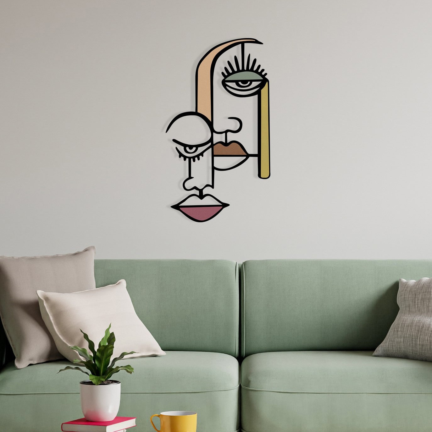 Kubizm 28 — Acessório Decorativo de Parede Multicolor em Metal & Madeira, 68 x 39 cm