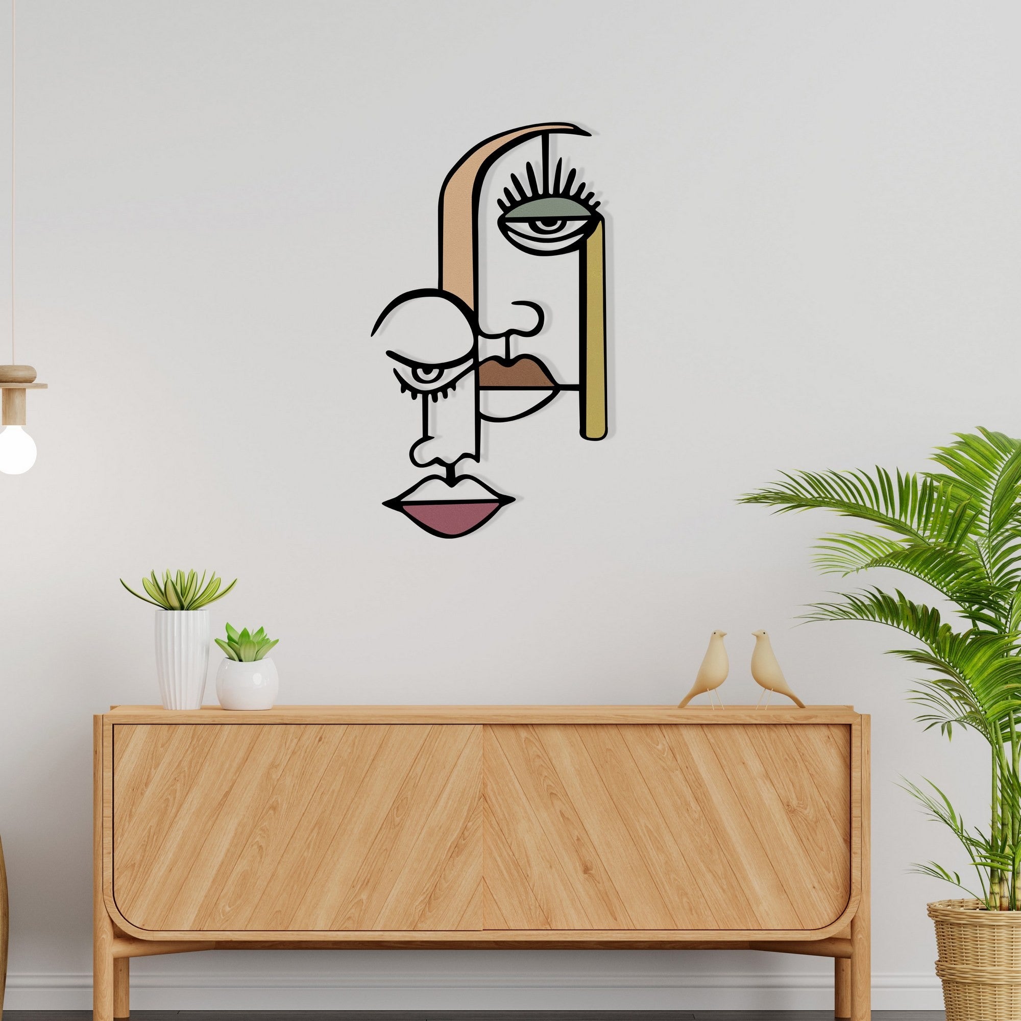Kubizm 28 — Acessório Decorativo de Parede Multicolor em Metal & Madeira, 68 x 39 cm