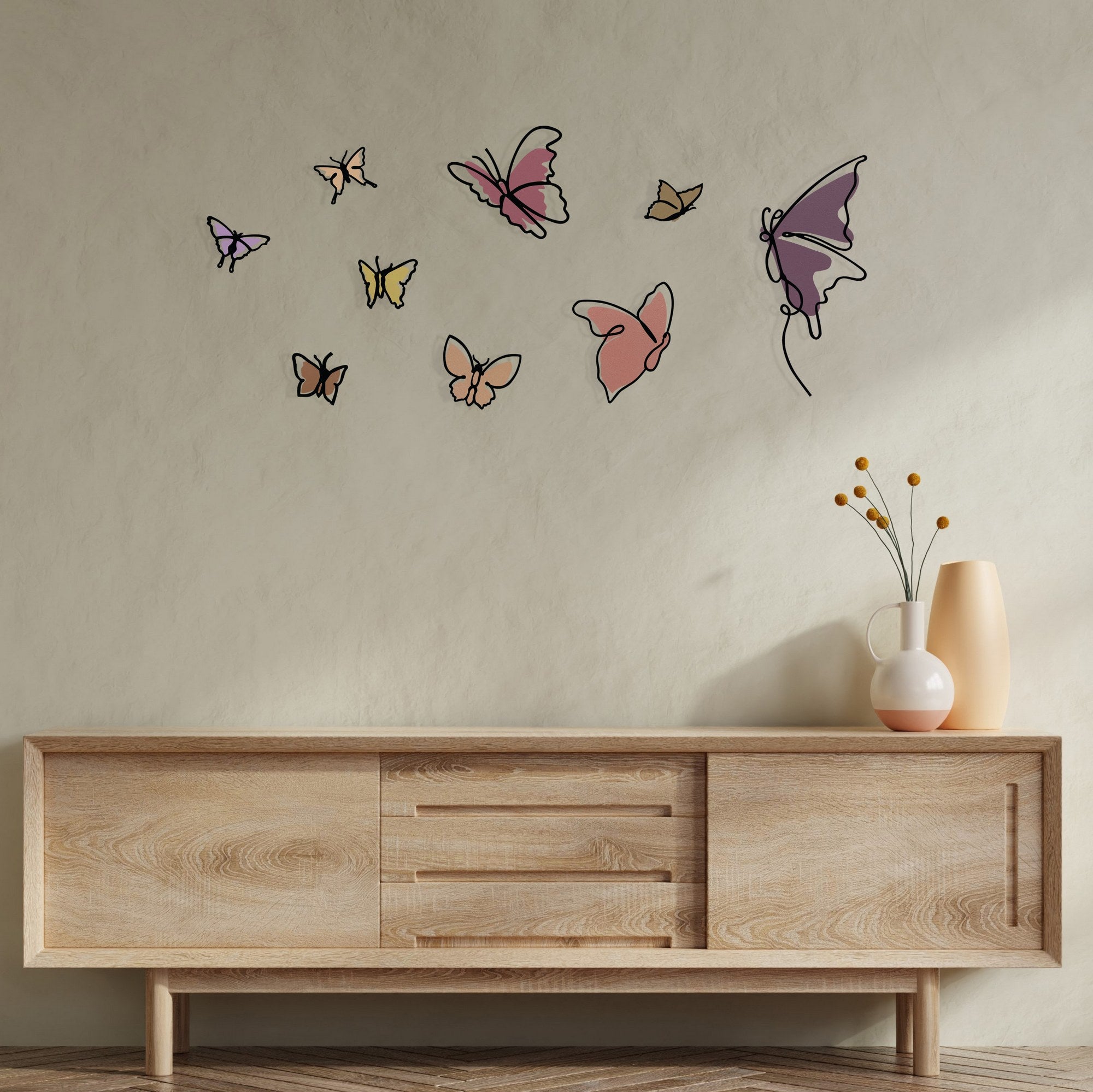 Marvelous S1 – Acessório Decorativo de Parede Multicolor em Metal e Madeira, 142 x 65,5 cm