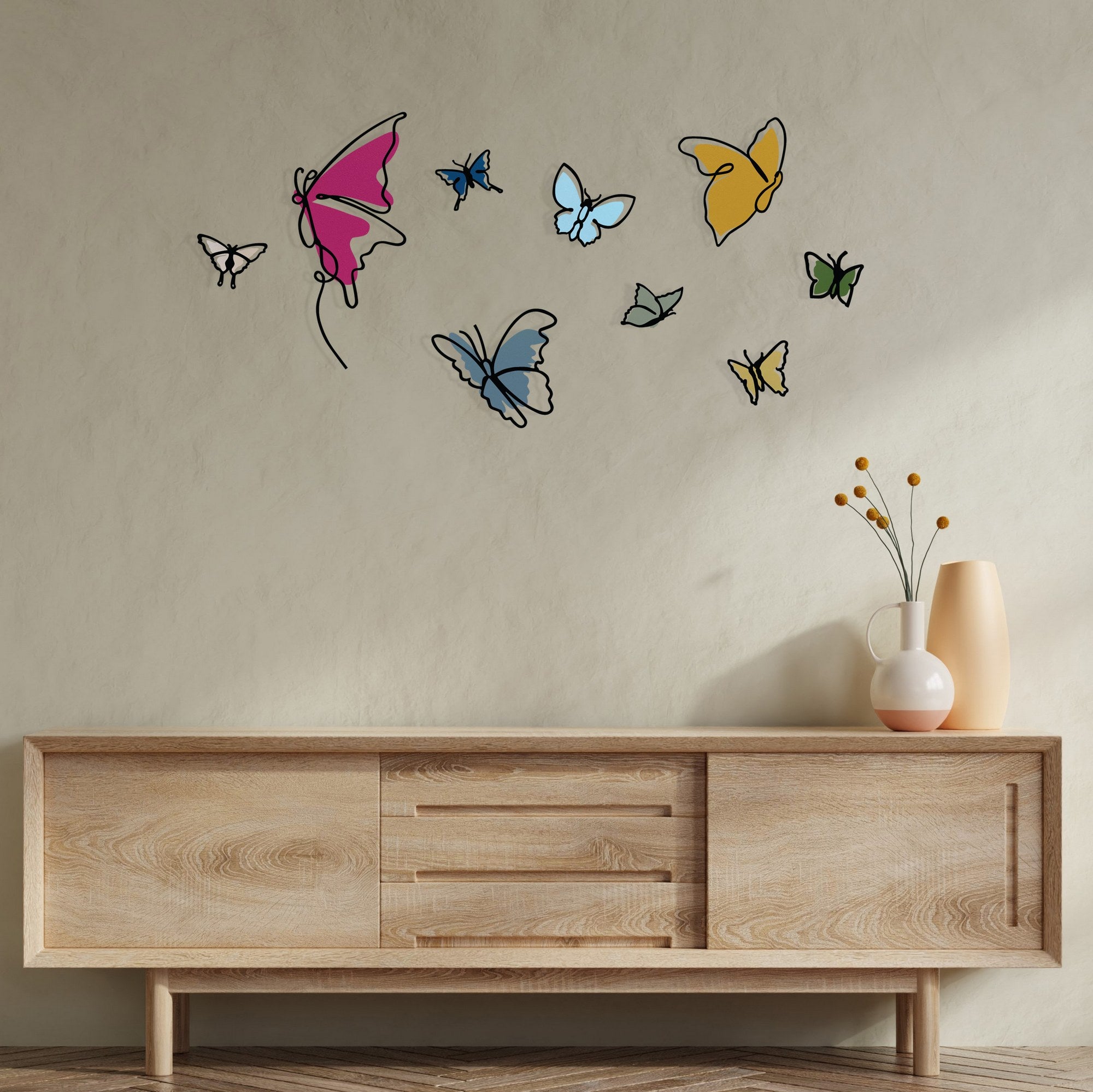 Marvelous S2 – Acessório de Parede Decorativo em Metal e Madeira, Multicolor, 142 x 65,5 cm