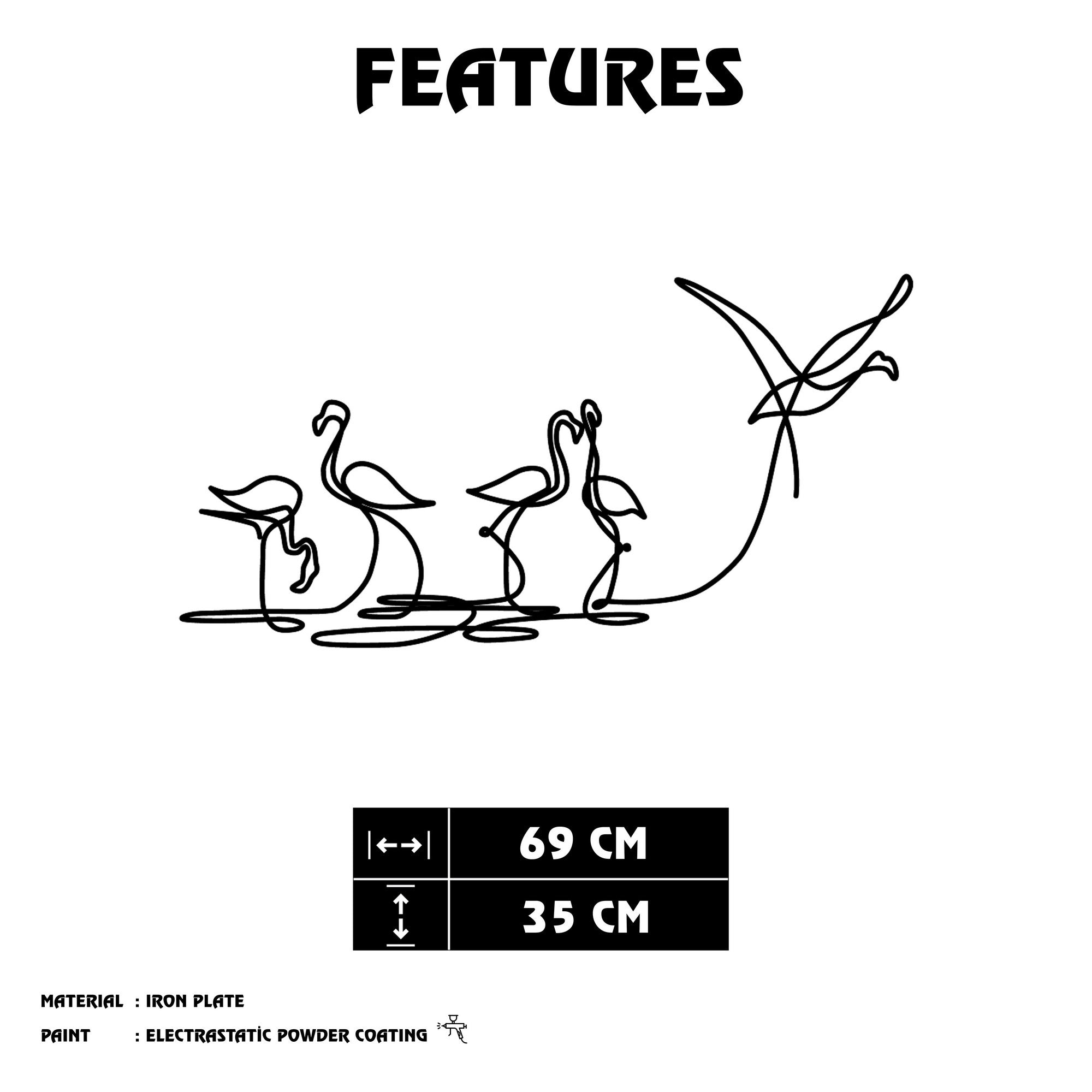 Flamingo 316 S – Acessório Decorativo de Parede em Metal Preto, 10 x 15 cm (1,2 mm)